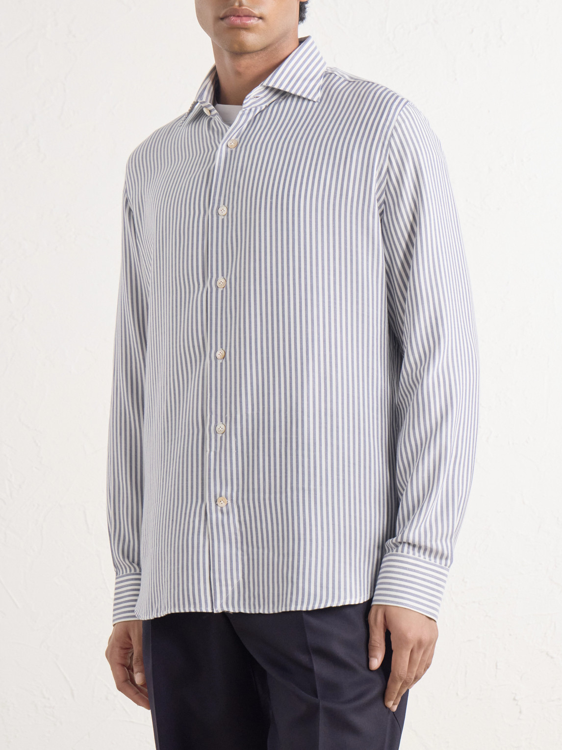 Striped Lyocell And Cotton-Blend Shirt