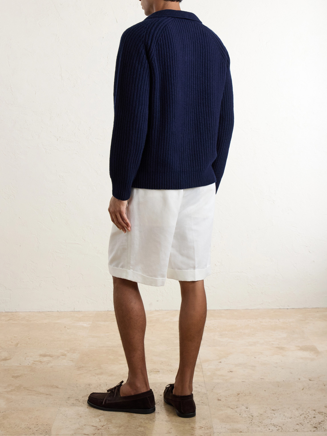 Ribbed-Knit Wool And Cashmere-Blend Polo Shirt
