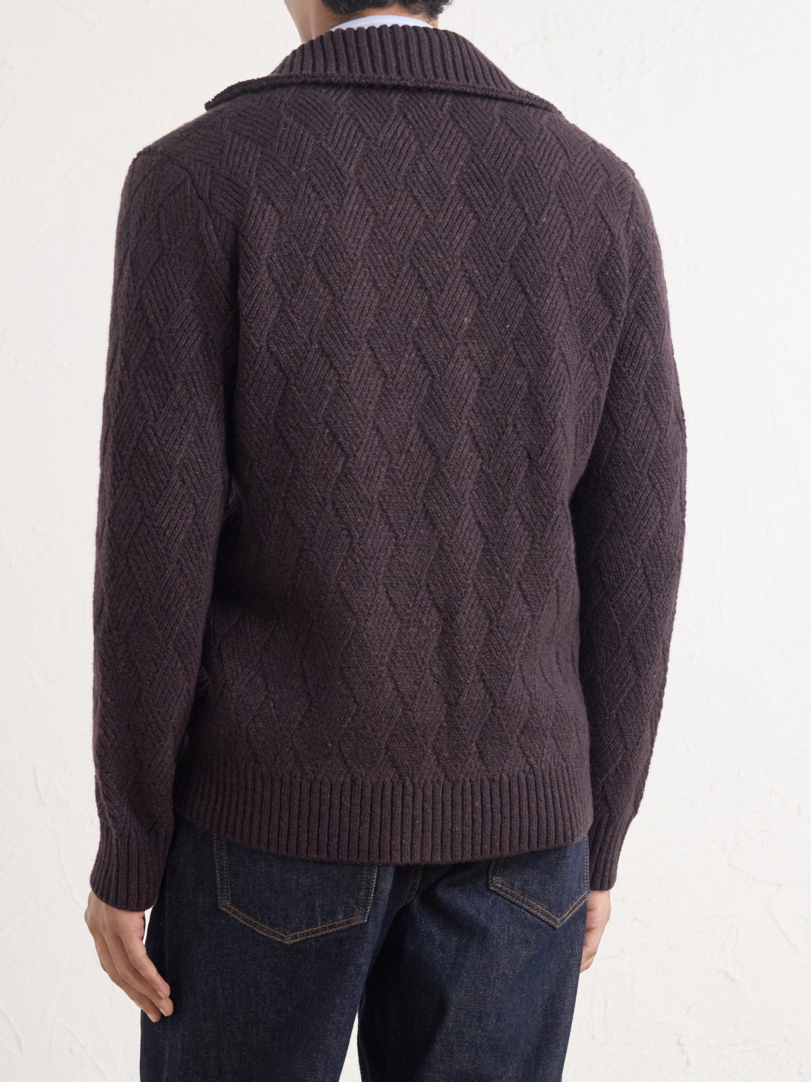 Cable-Knit Wool And Cashmere-Blend Zip-Up Sweater