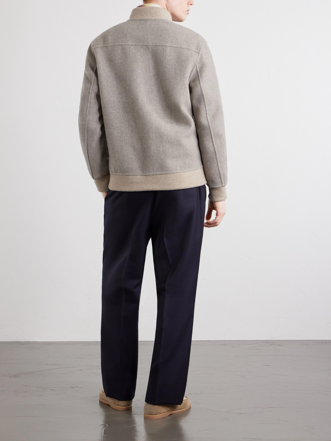  Eleventy - Wool And Cashmere-blend Herringbone Bomber Jacket - Men - Neutrals - It 46 
