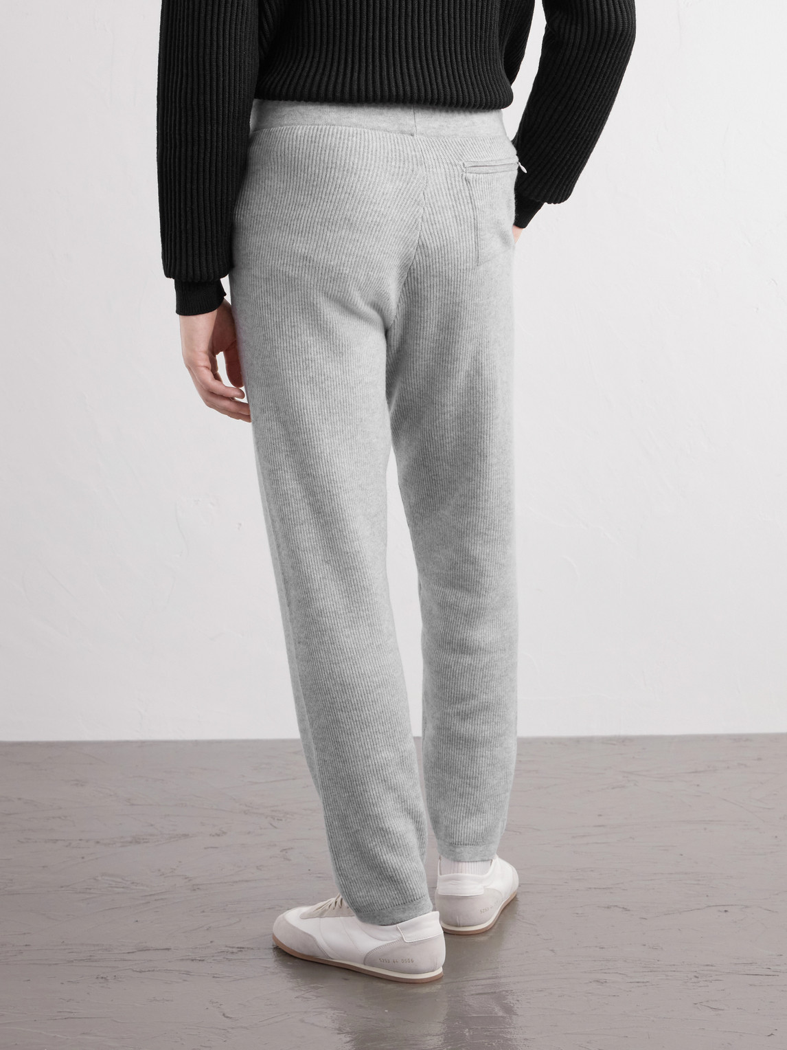 Tapered Ribbed Cashmere Drawstring Sweatpants
