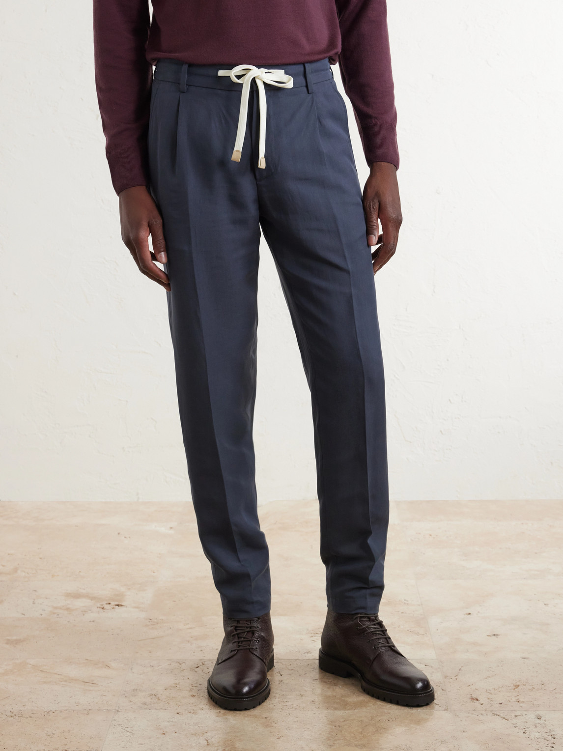 Straight-Leg Lyocell And Linen-Blend Trousers