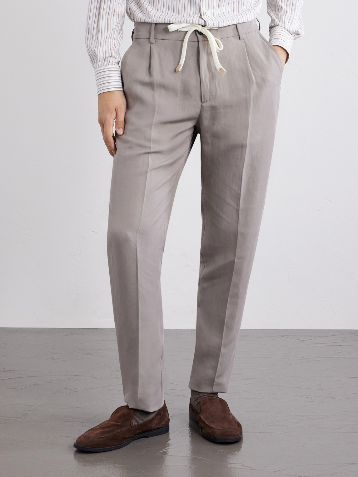 Straight-Leg Lyocell And Linen-Blend Trousers