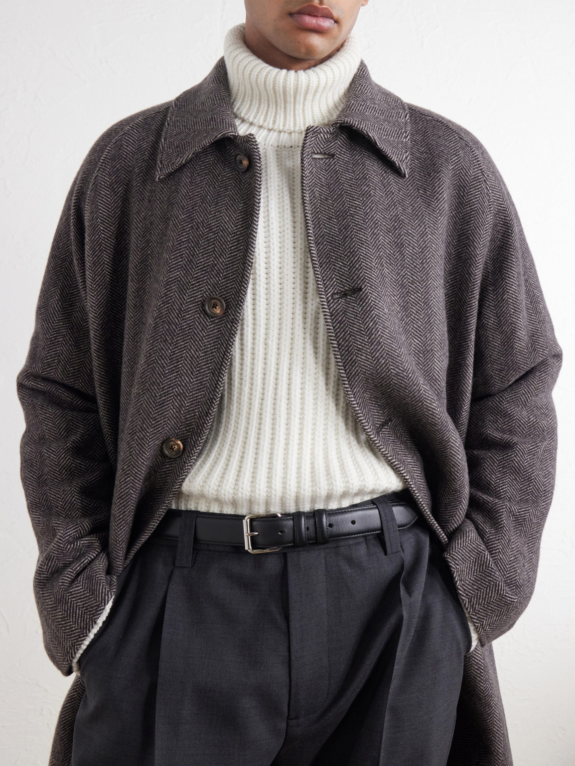 Herringbone Cashmere Coat