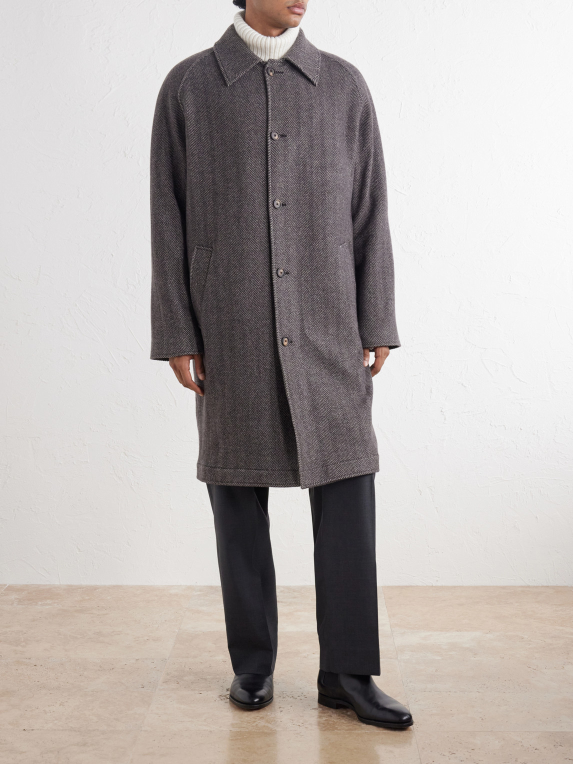 Herringbone Cashmere Coat
