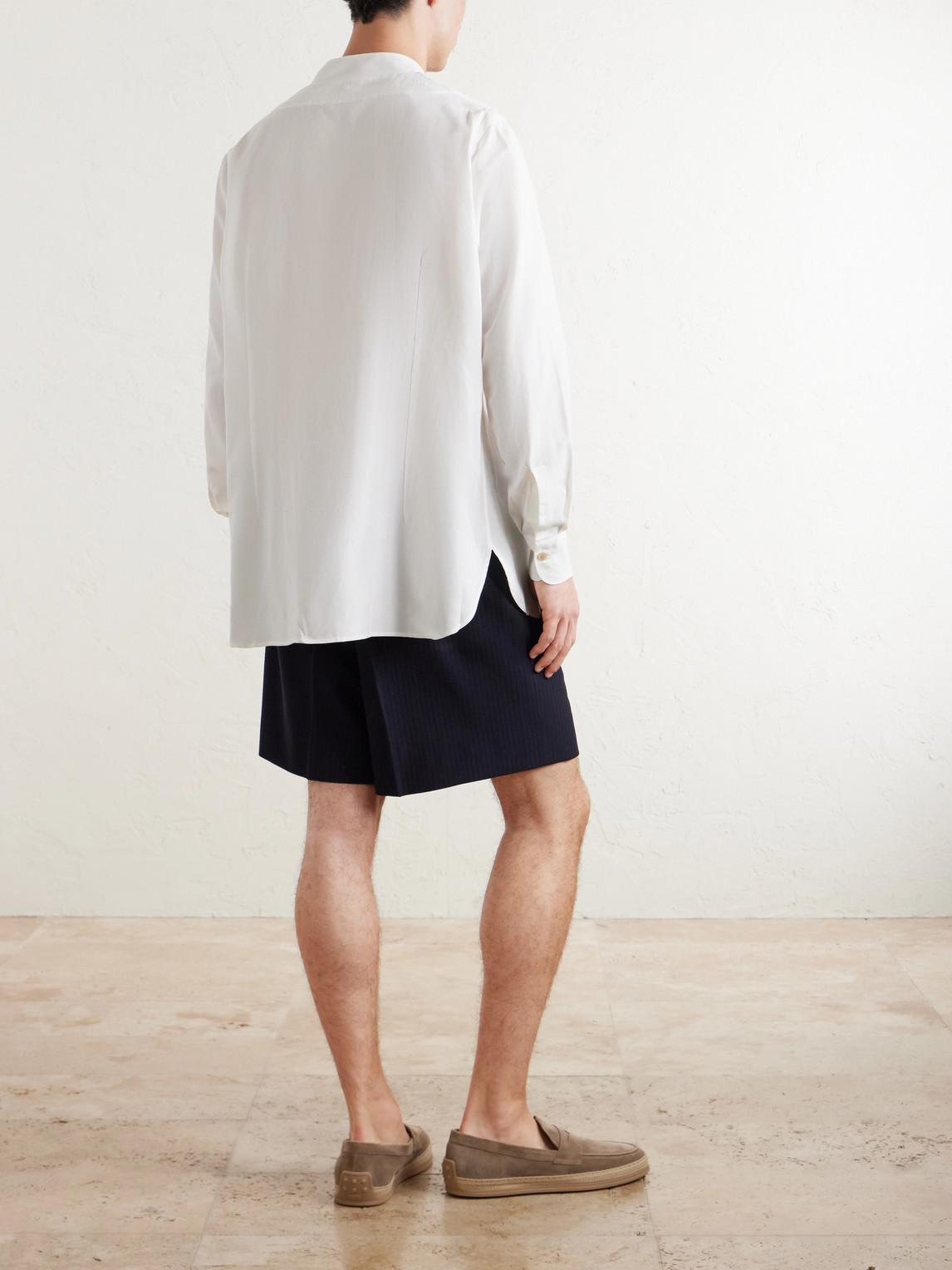 Nehru Lyocell, Linen And Cotton-Blend Shirt