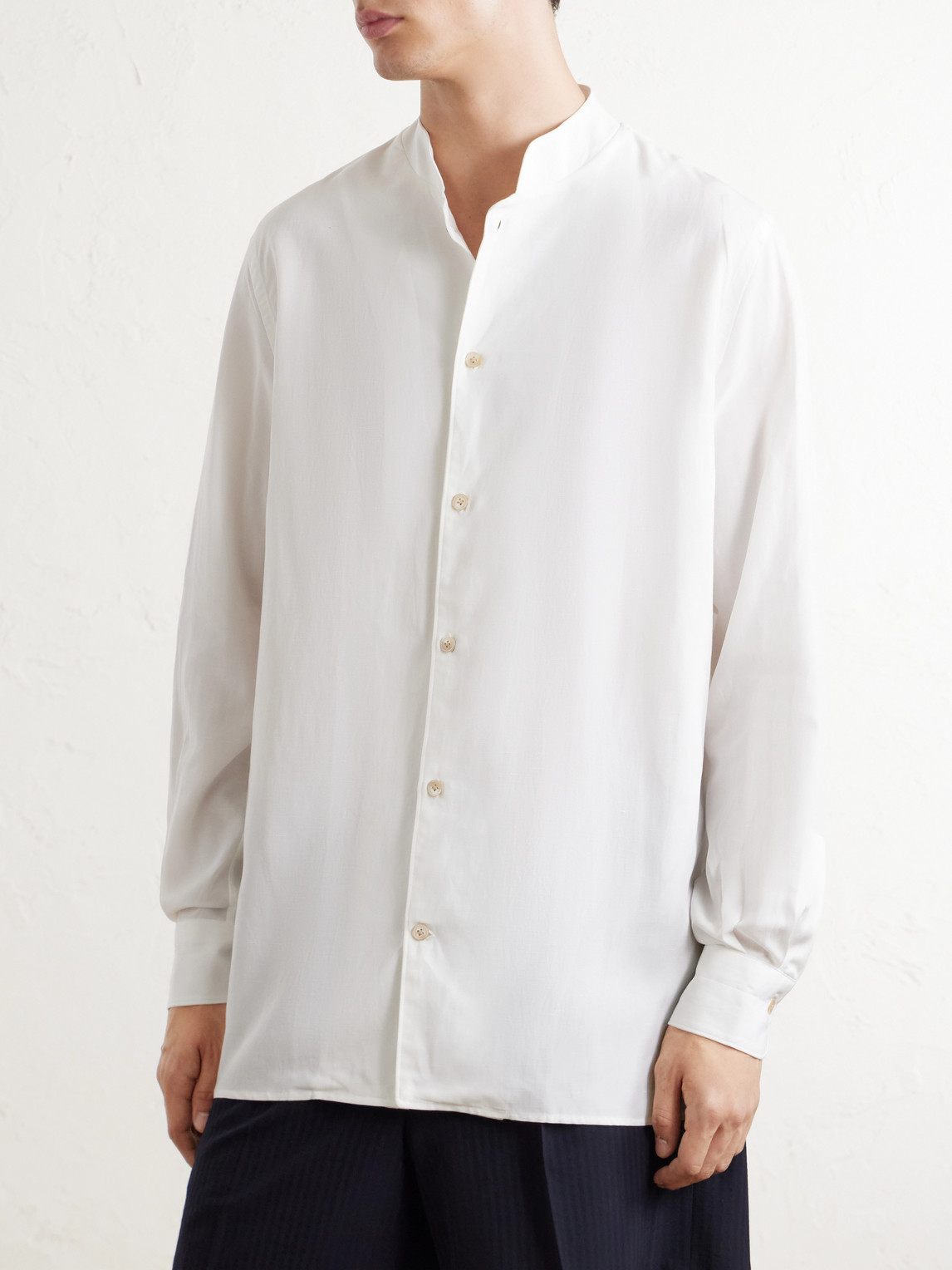 Nehru Lyocell, Linen And Cotton-Blend Shirt