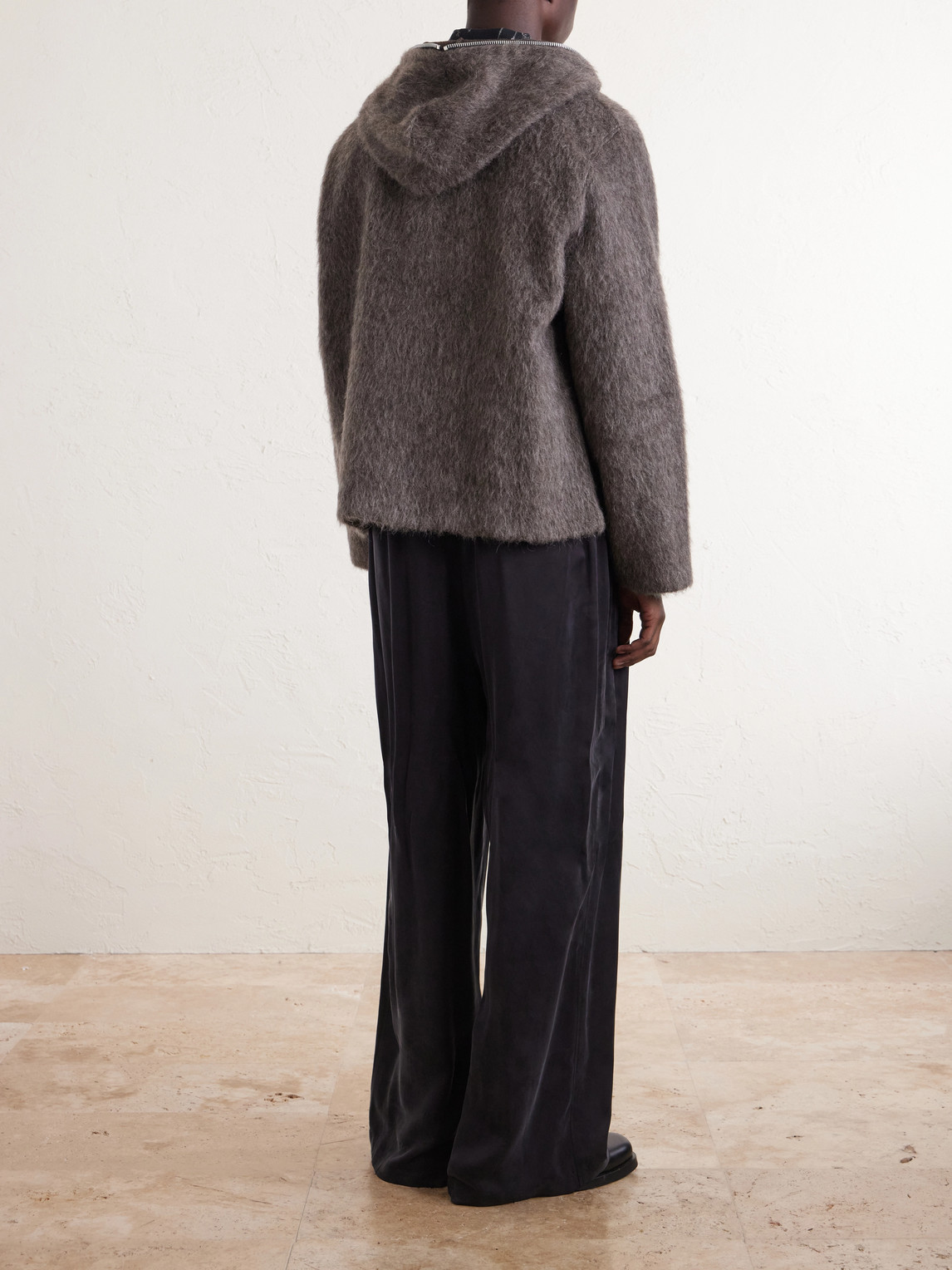 Brushed-Knit Zip-Up Hoodie