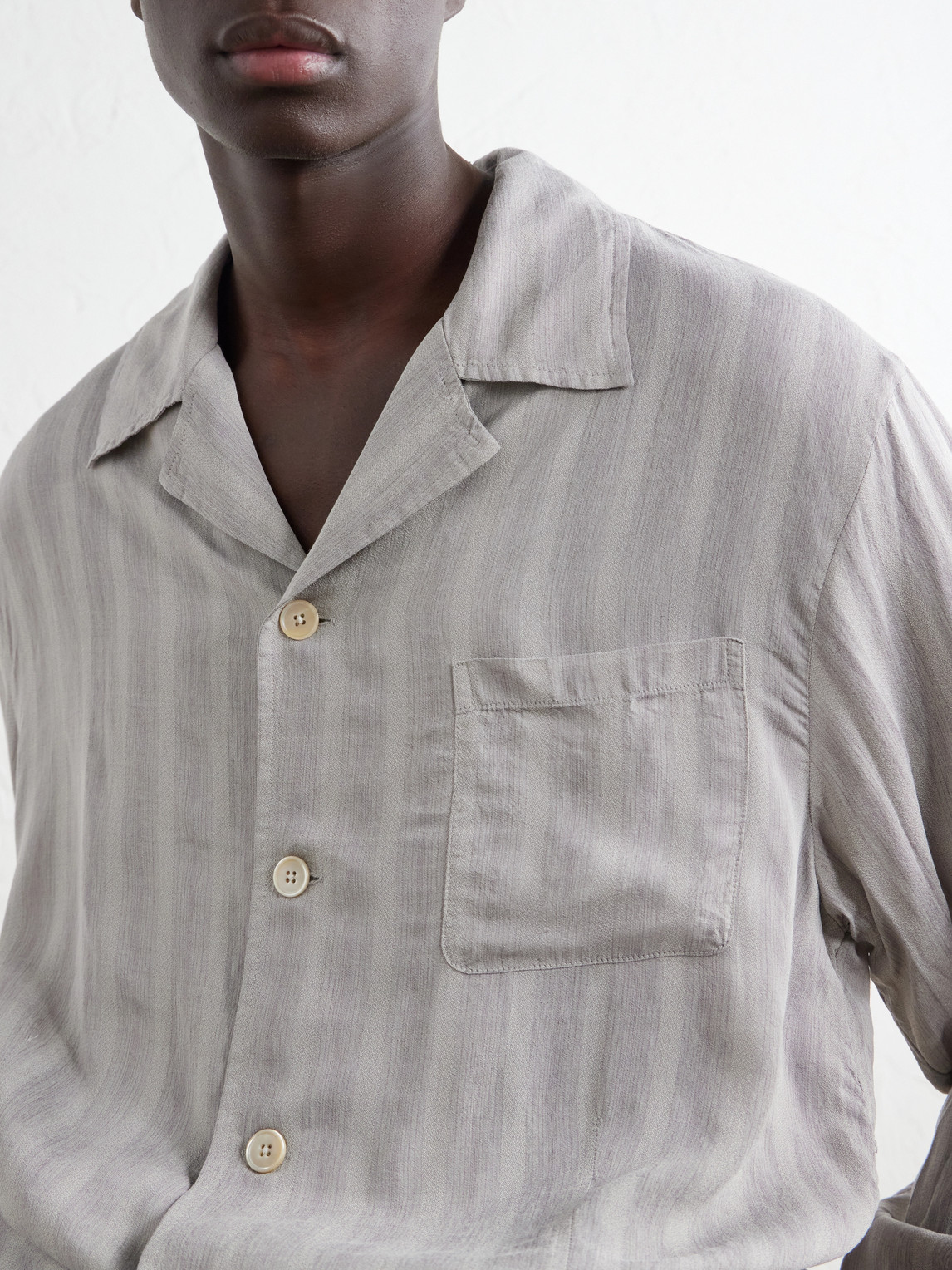Private Camp-Collar Striped Woven Shirt