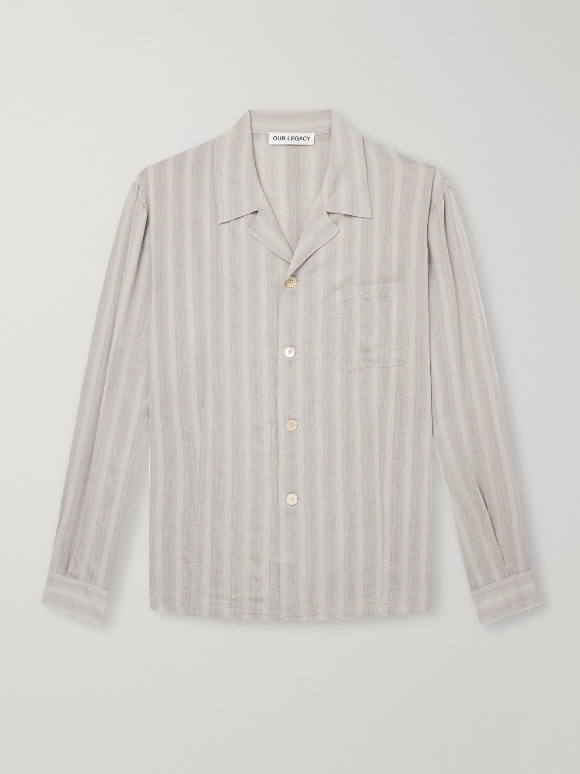 Private Camp-Collar Striped Woven Shirt