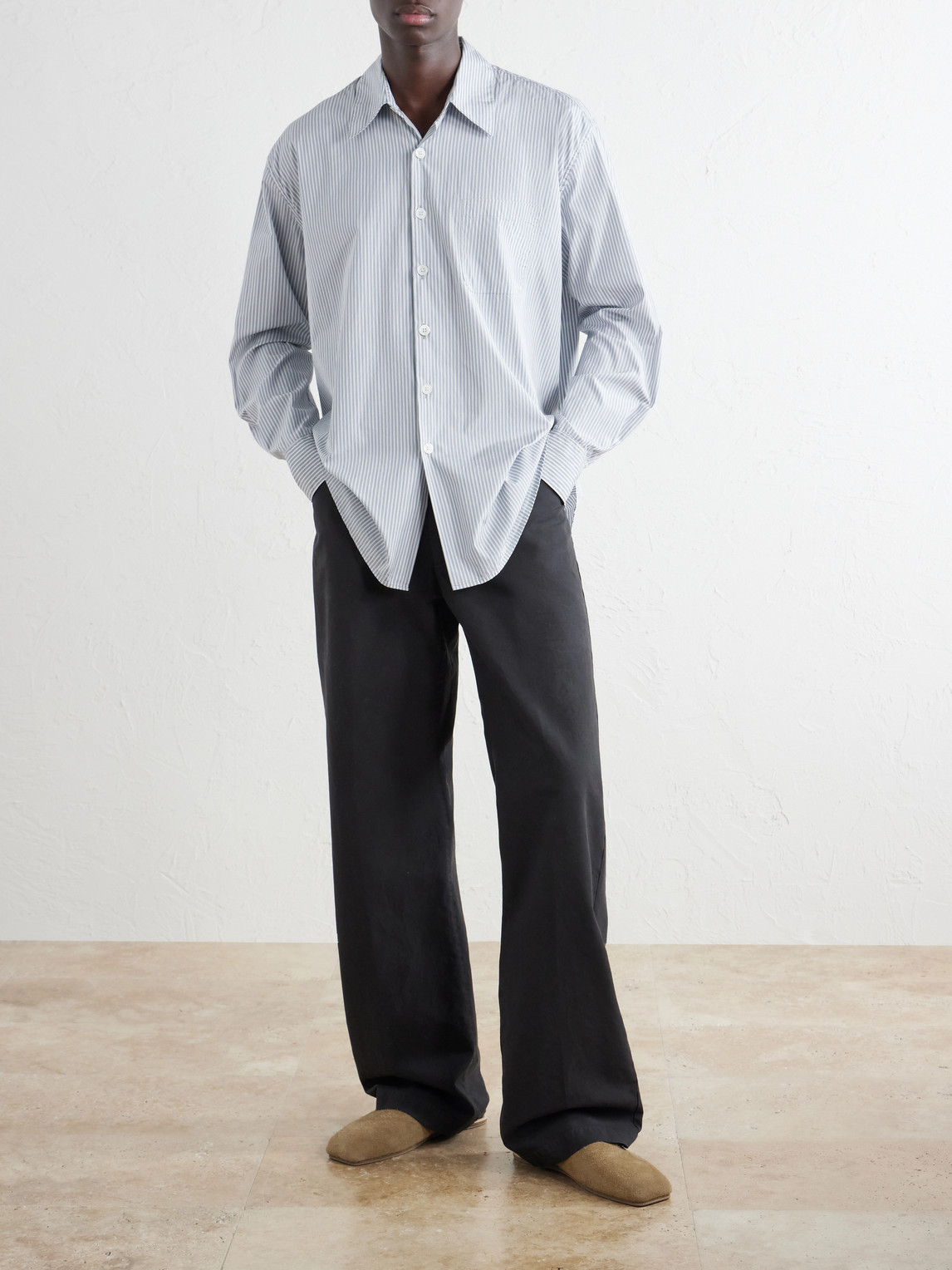 Above Striped Cotton-Poplin Shirt