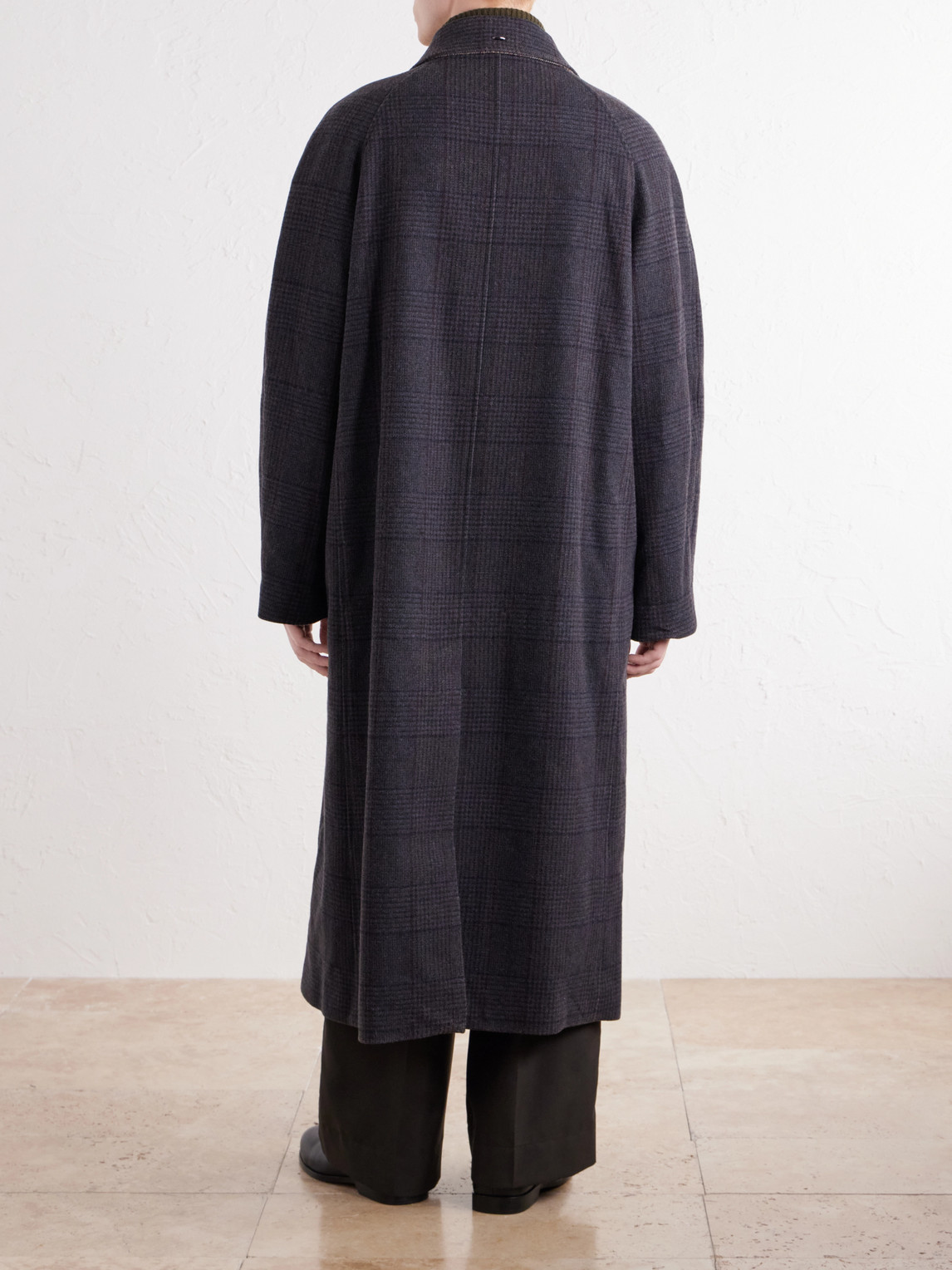 Collapse Prince Of Wales Virgin Wool-Twill Coat