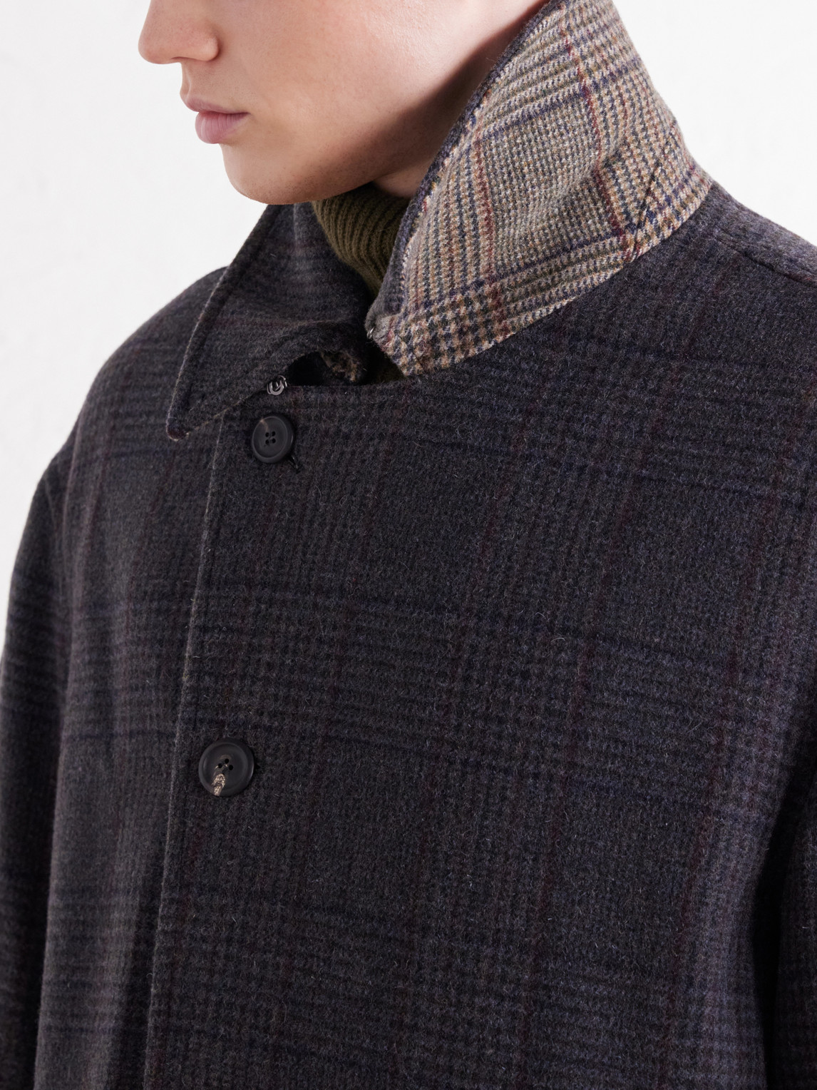Collapse Prince Of Wales Virgin Wool-Twill Coat