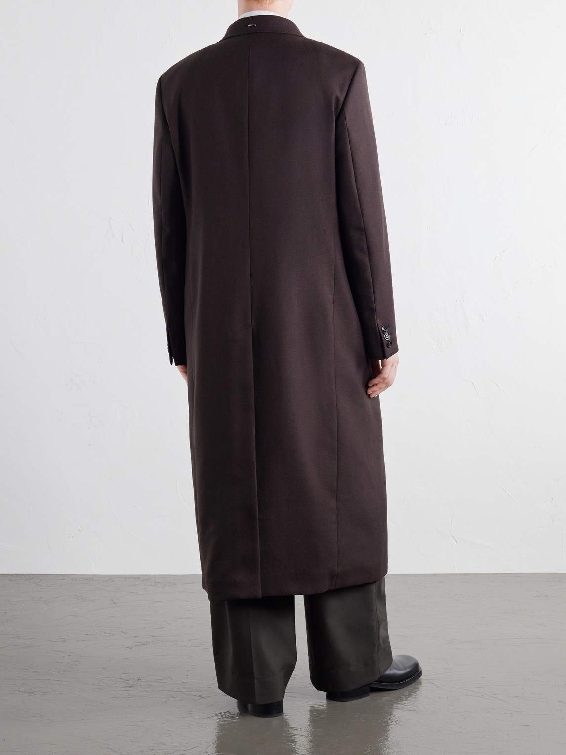 Extended Whale Double-Breasted Virgin Wool-Twill Coat