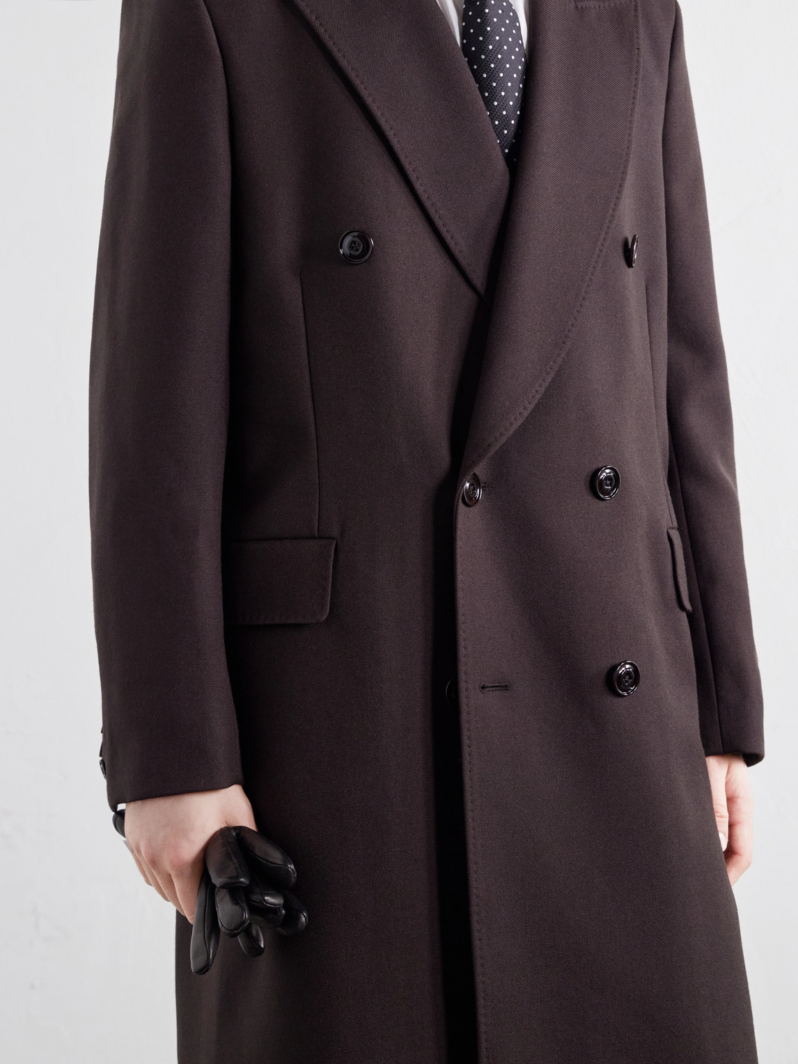 Extended Whale Double-Breasted Virgin Wool-Twill Coat