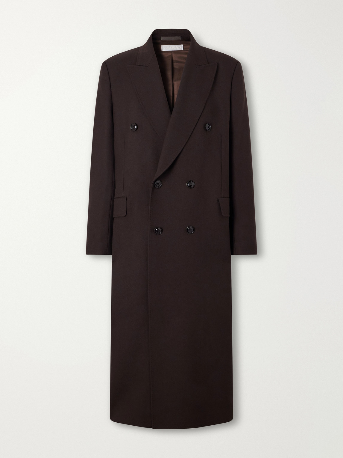 Our Legacy Extended Whale Double-breasted Virgin Wool-twill Coat In Brown