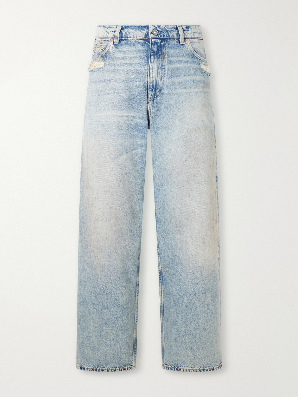 Vast Cut Wide-Leg Distressed Jeans