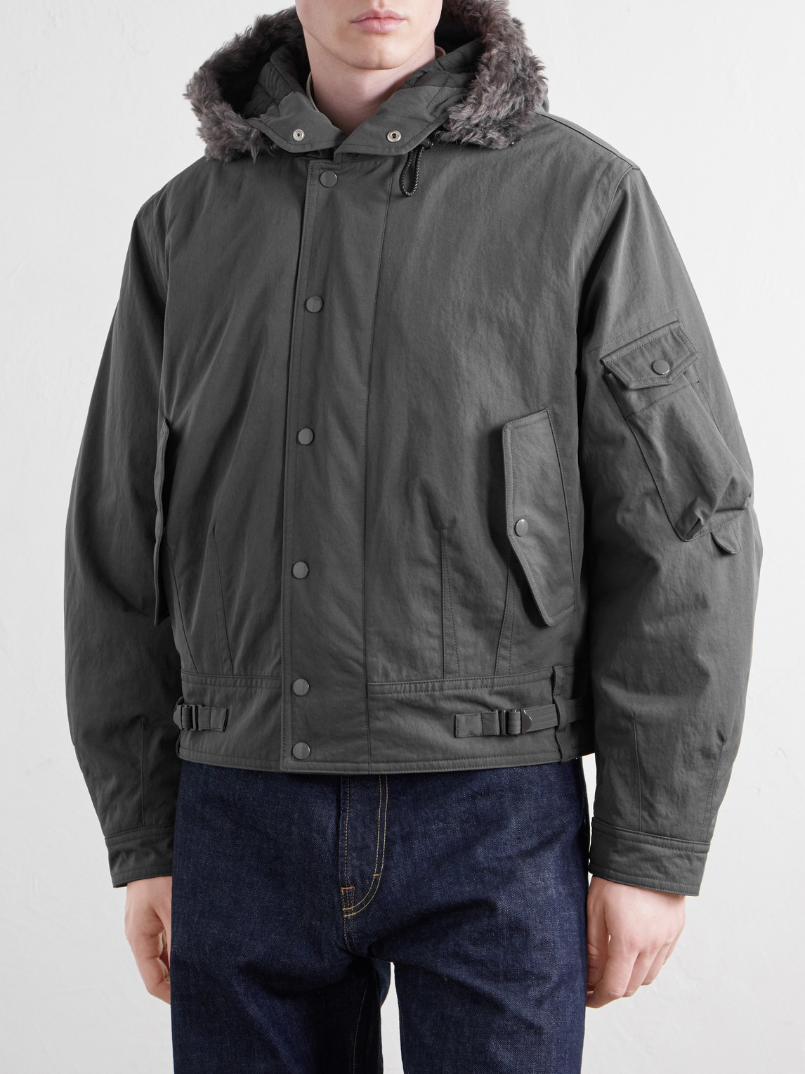 Orbit Hooded Twill Bomber Jacket