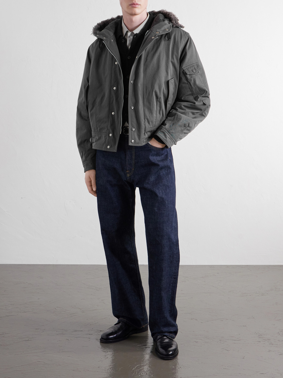 Orbit Hooded Twill Bomber Jacket