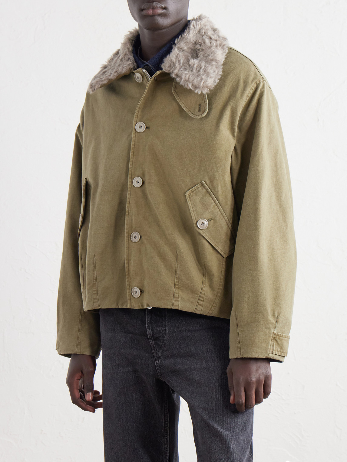 Aerial Wool And Linen-Blend Trimmed Cotton-Canvas Jacket