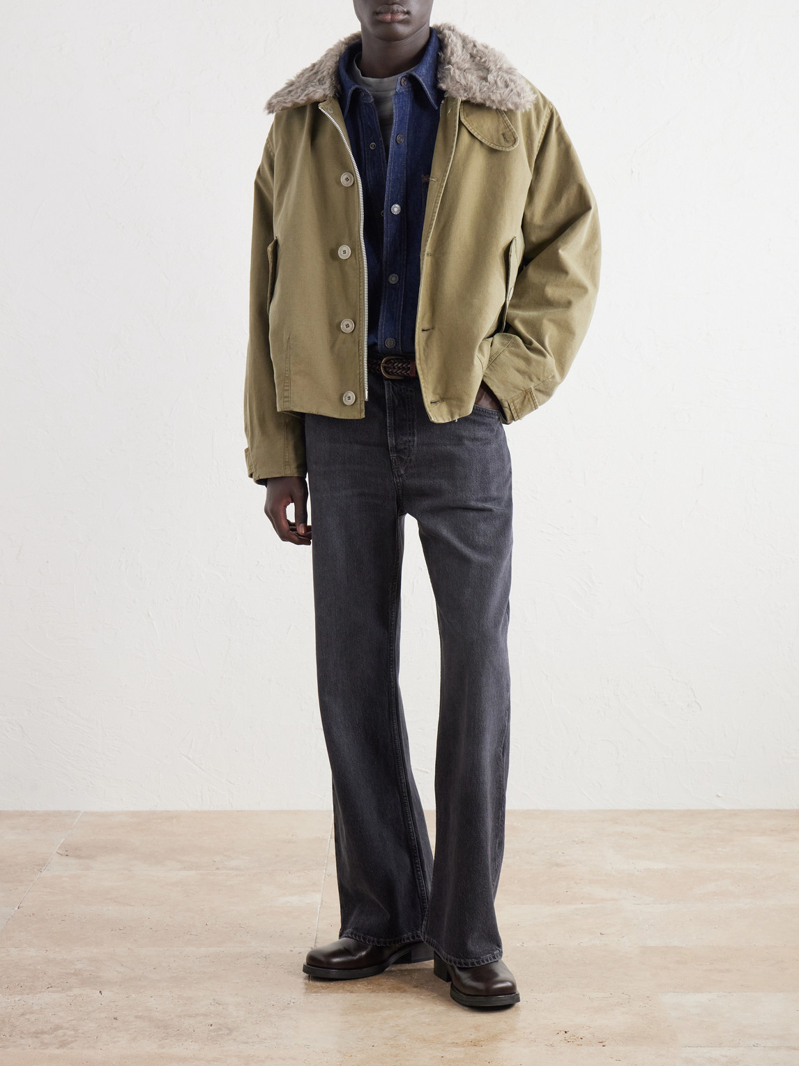 Aerial Wool And Linen-Blend Trimmed Cotton-Canvas Jacket