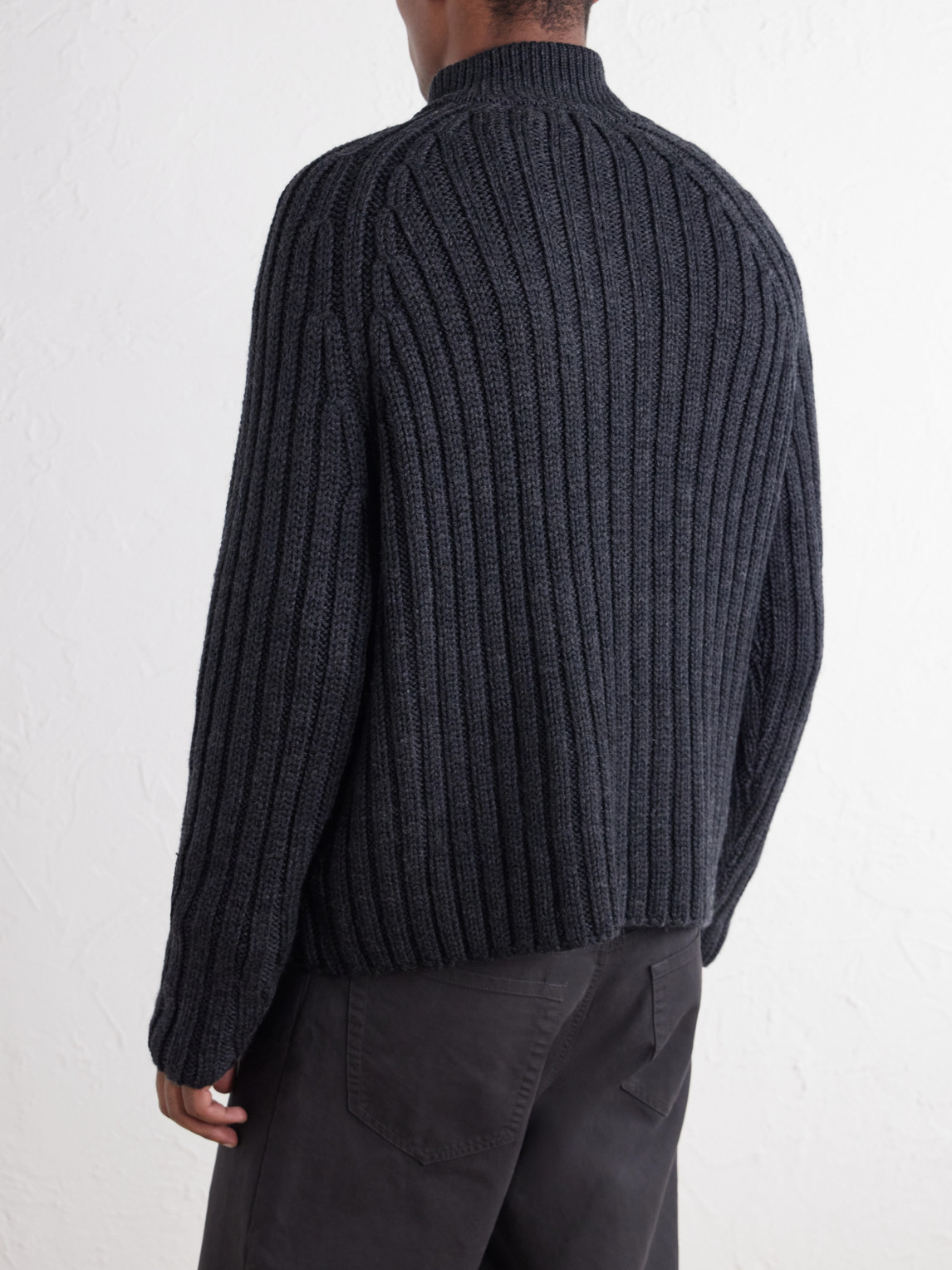 Ultra Ribbed Merino Wool Zip-Up Sweater