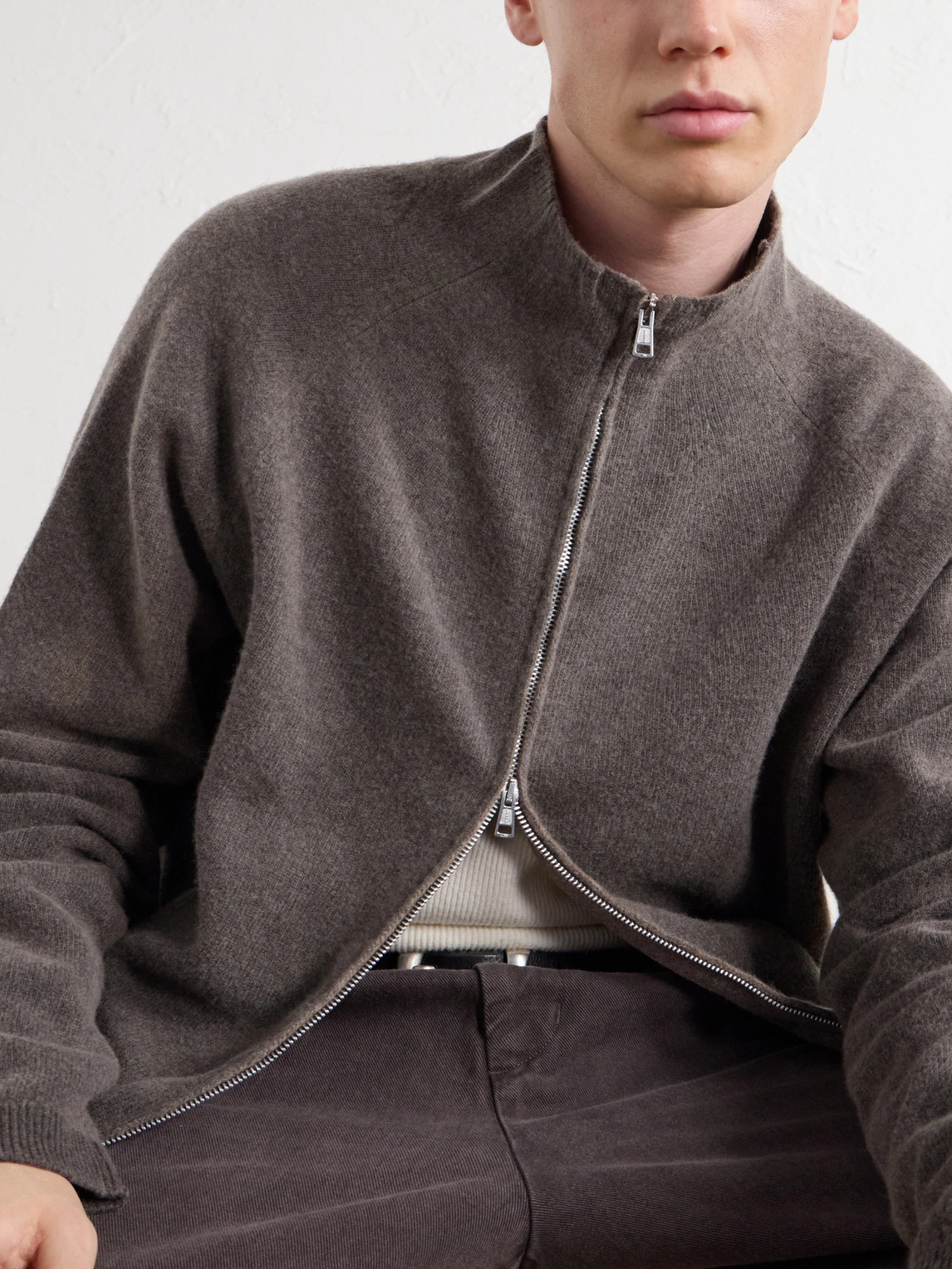 Merino Wool Zip-Up Cardigan