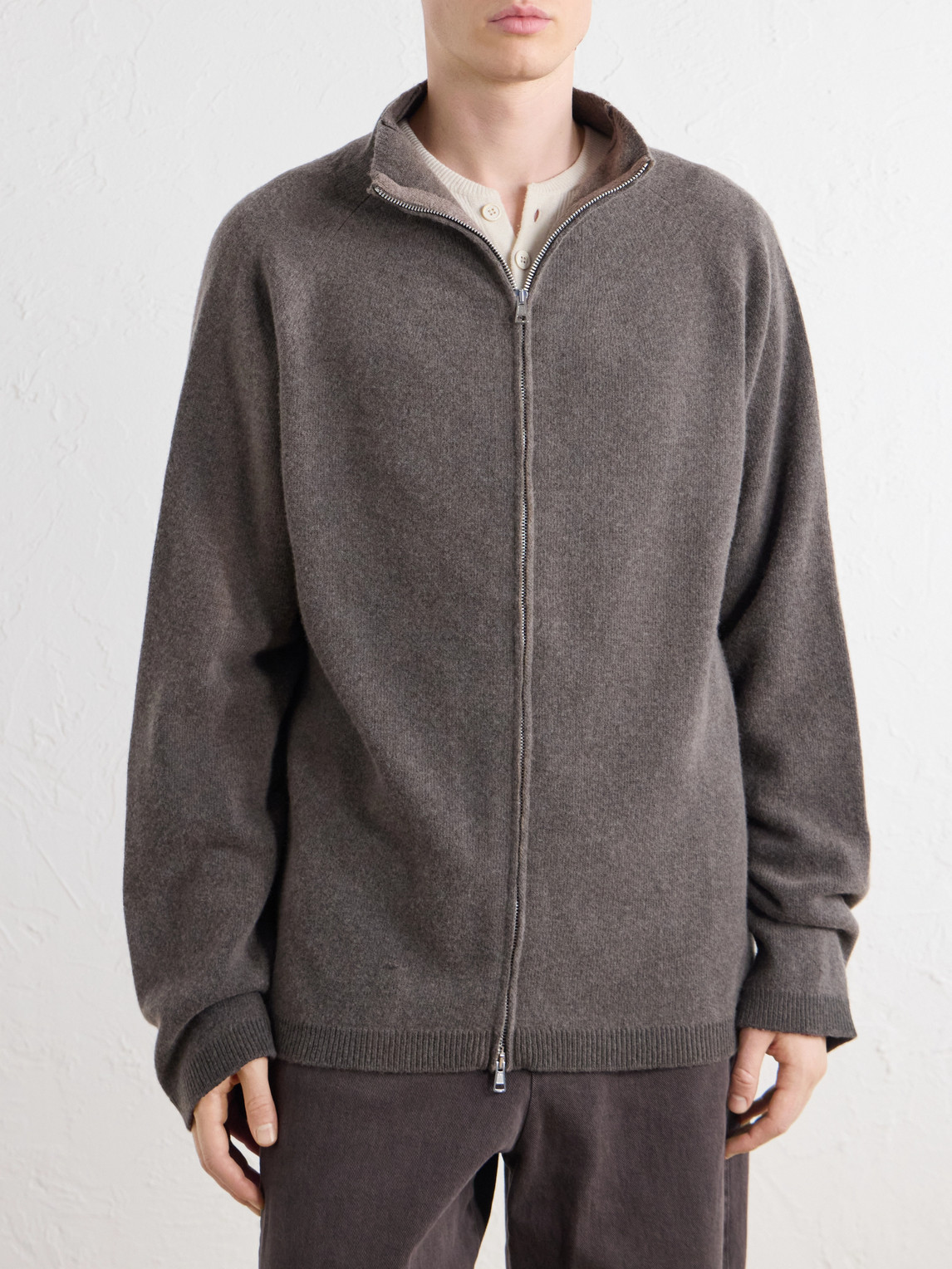 Merino Wool Zip-Up Cardigan