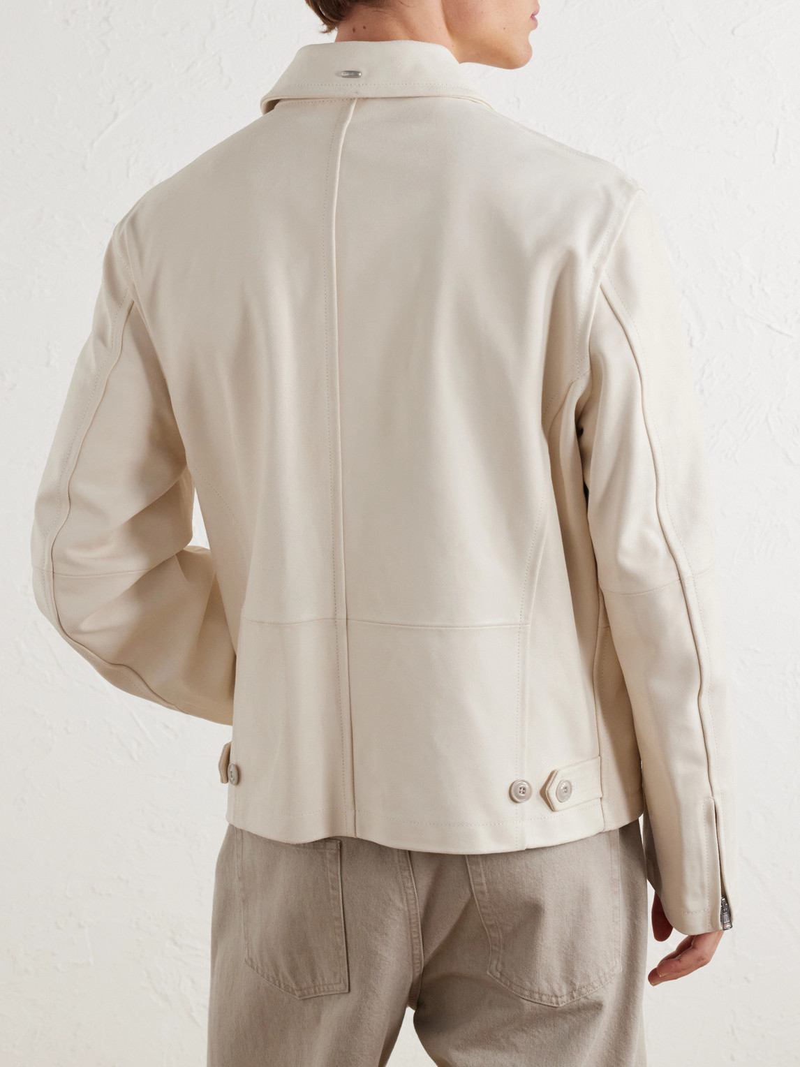 Rework Panelled Waxed-Suede Jacket