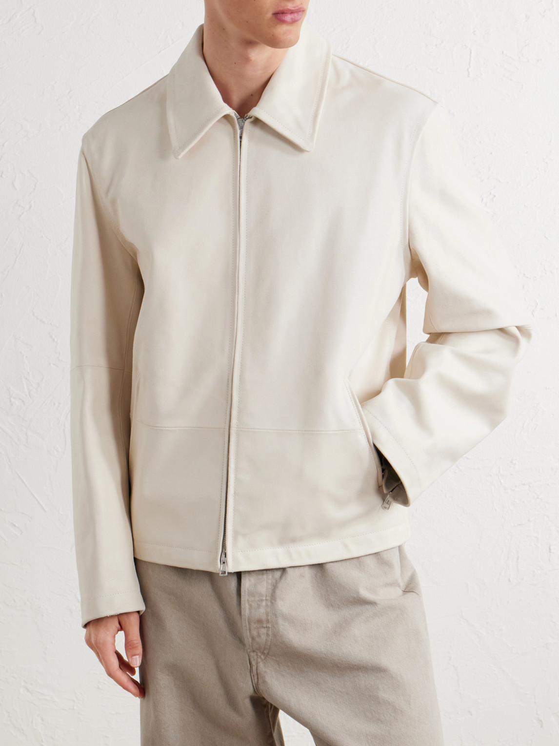 Rework Panelled Waxed-Suede Jacket