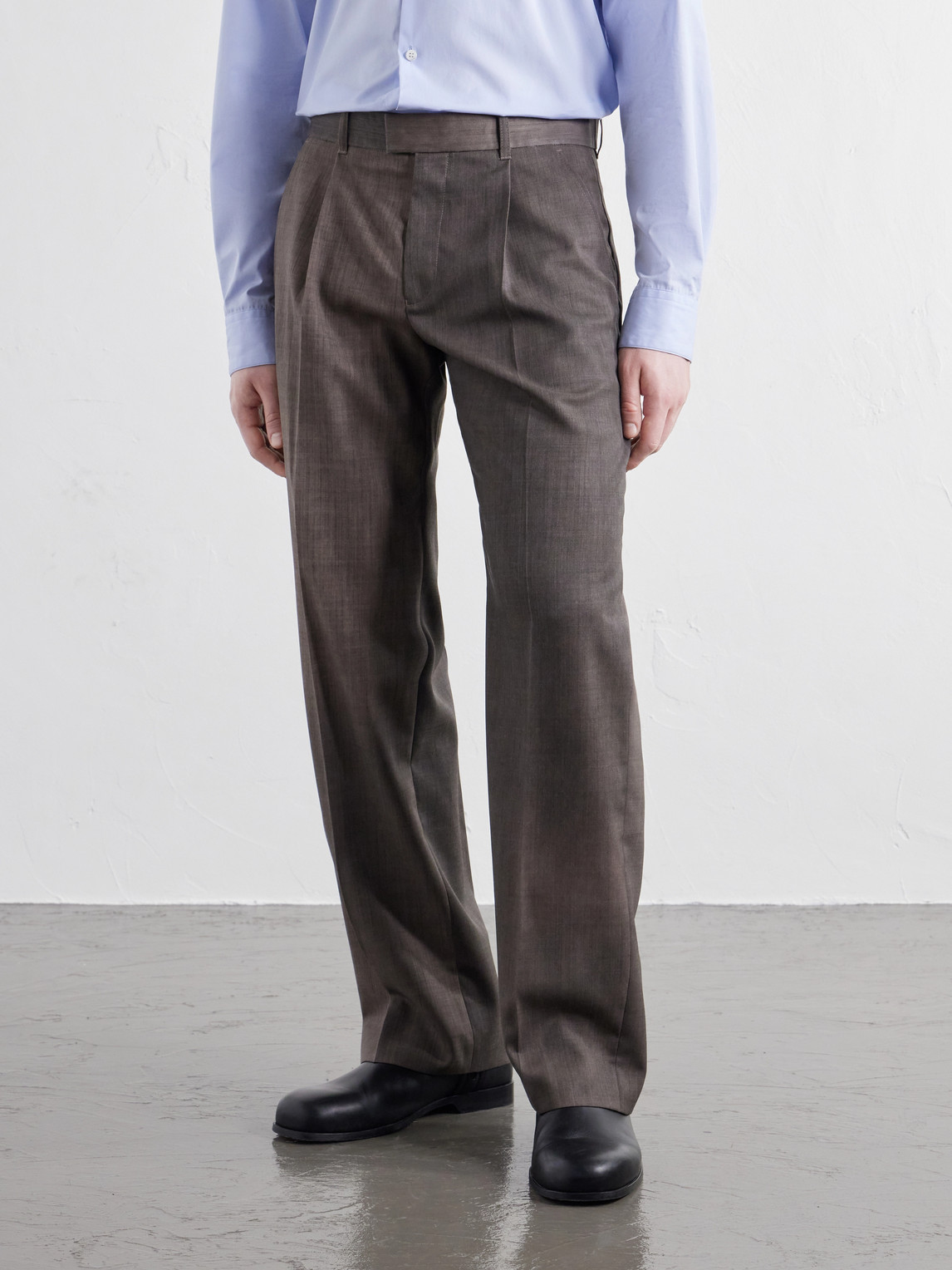 Slack Straight-Leg Pleated Virgin-Wool Twill Suit Trousers