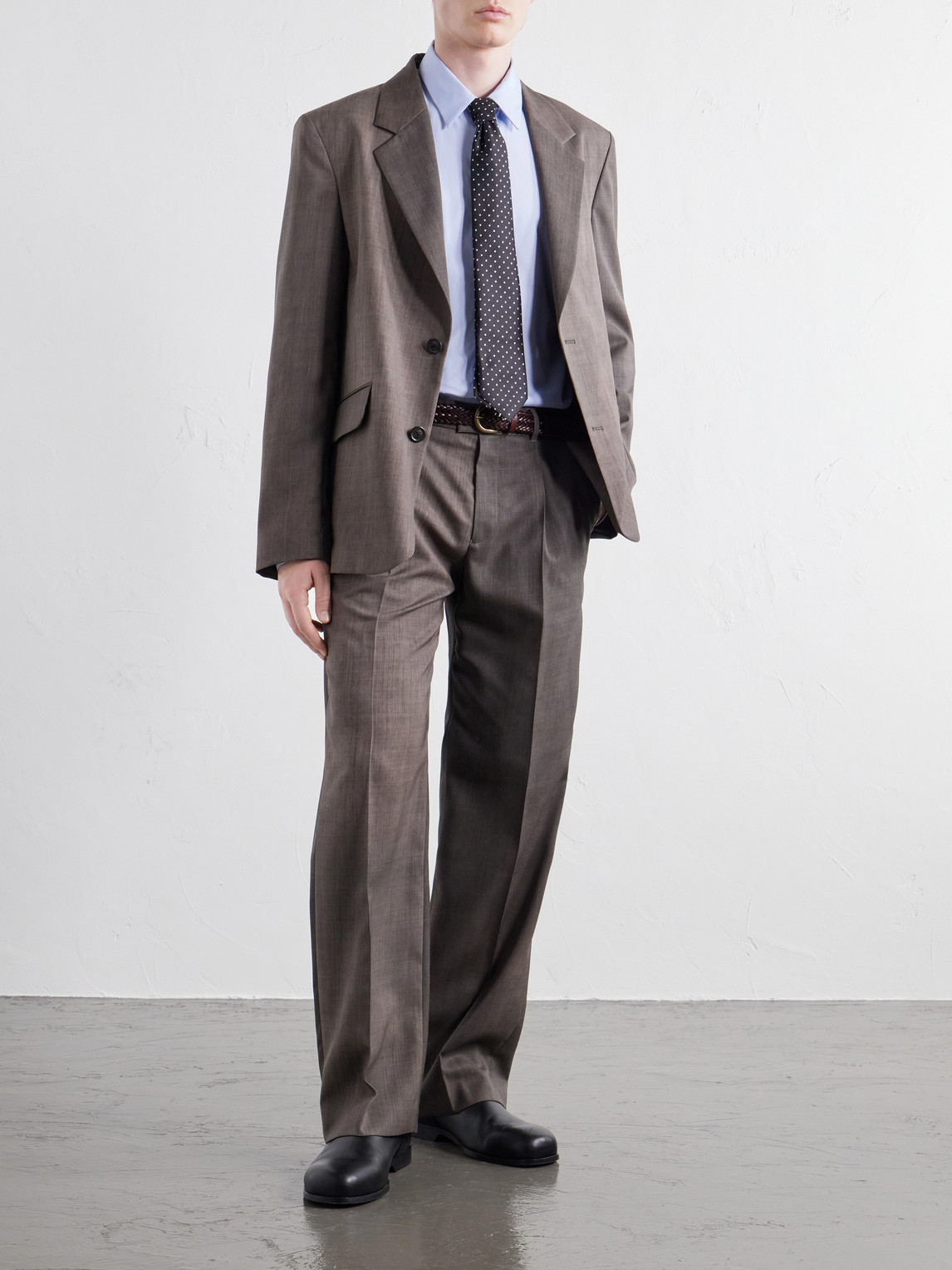 Slack Straight-Leg Pleated Virgin-Wool Twill Suit Trousers