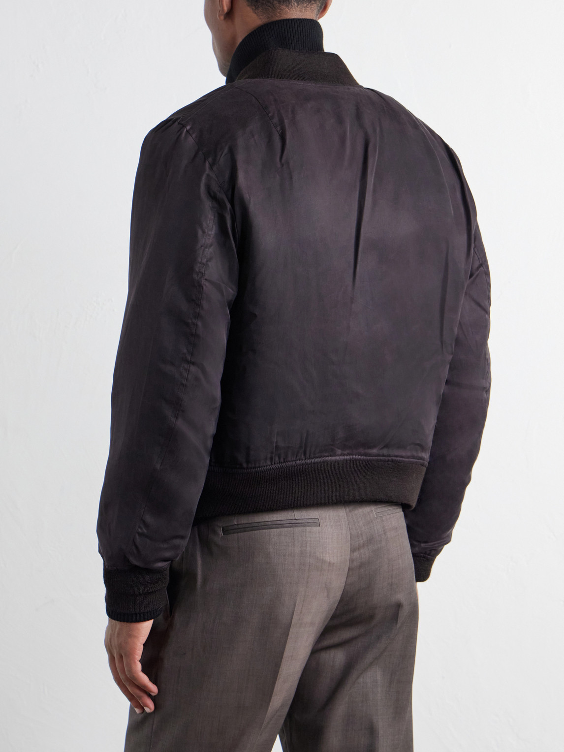 Reversible Padded Coated-Twill Bomber Jacket