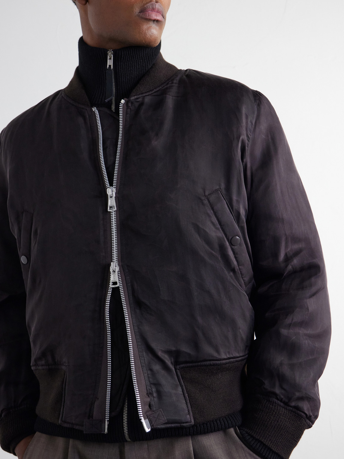 Reversible Padded Coated-Twill Bomber Jacket
