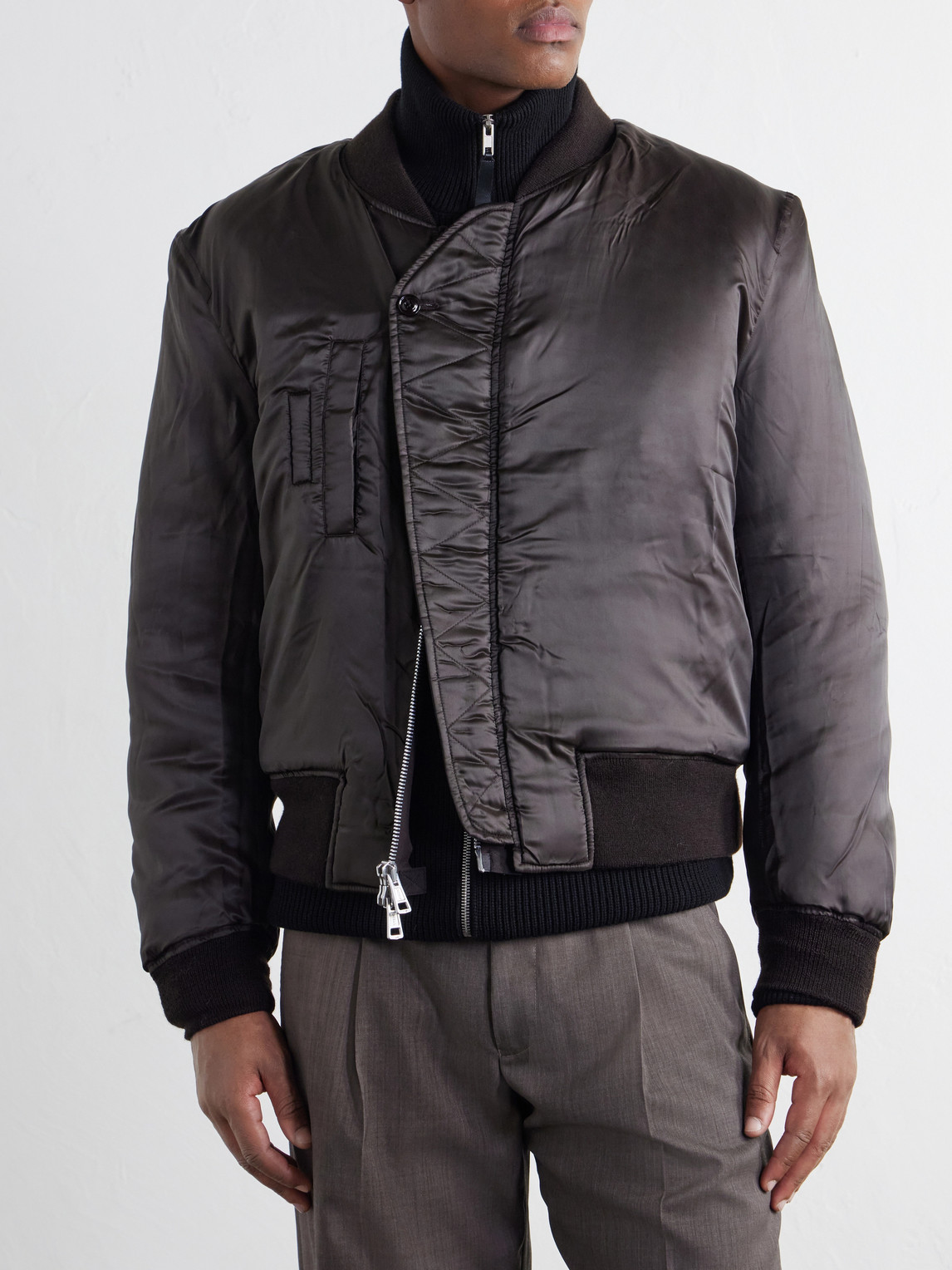 Reversible Padded Coated-Twill Bomber Jacket
