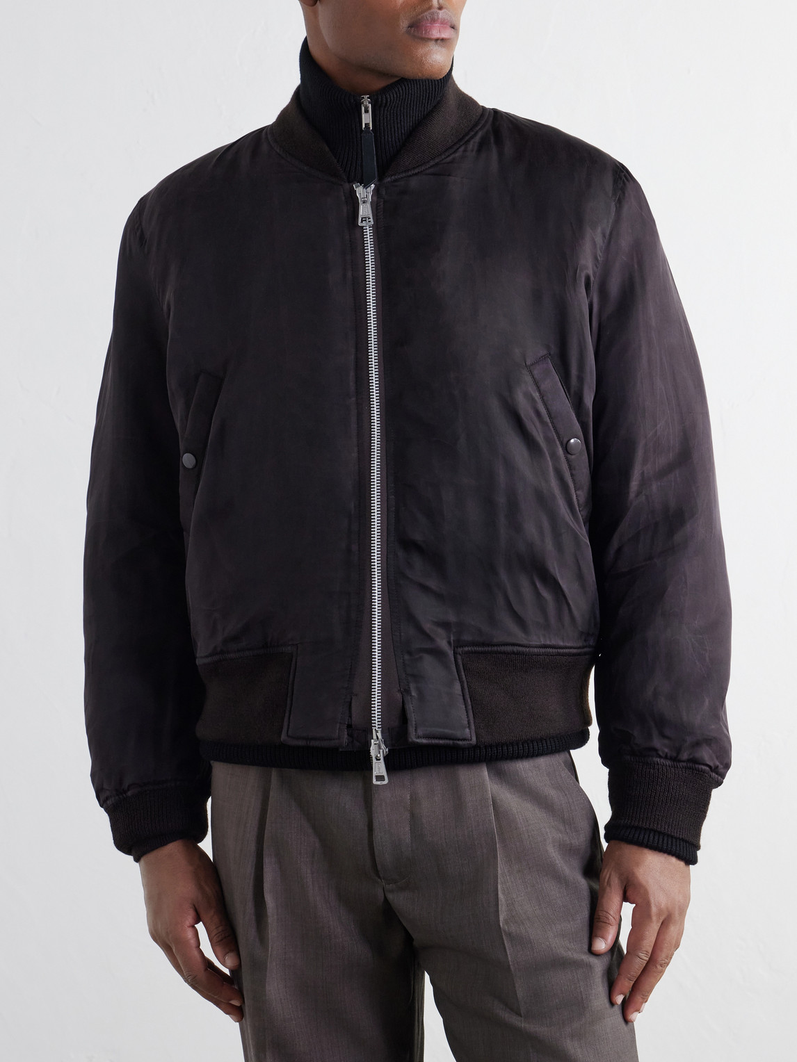 Reversible Padded Coated-Twill Bomber Jacket