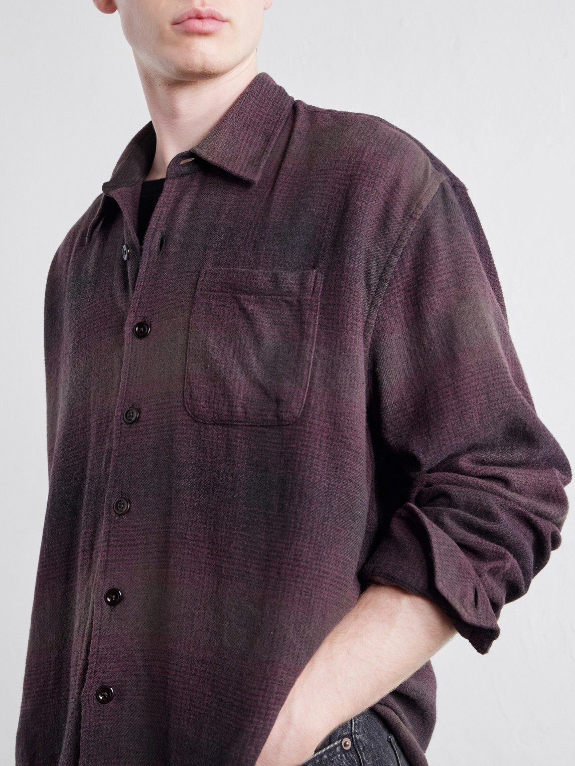 Above Checked Cotton-Blend Flannel Shirt