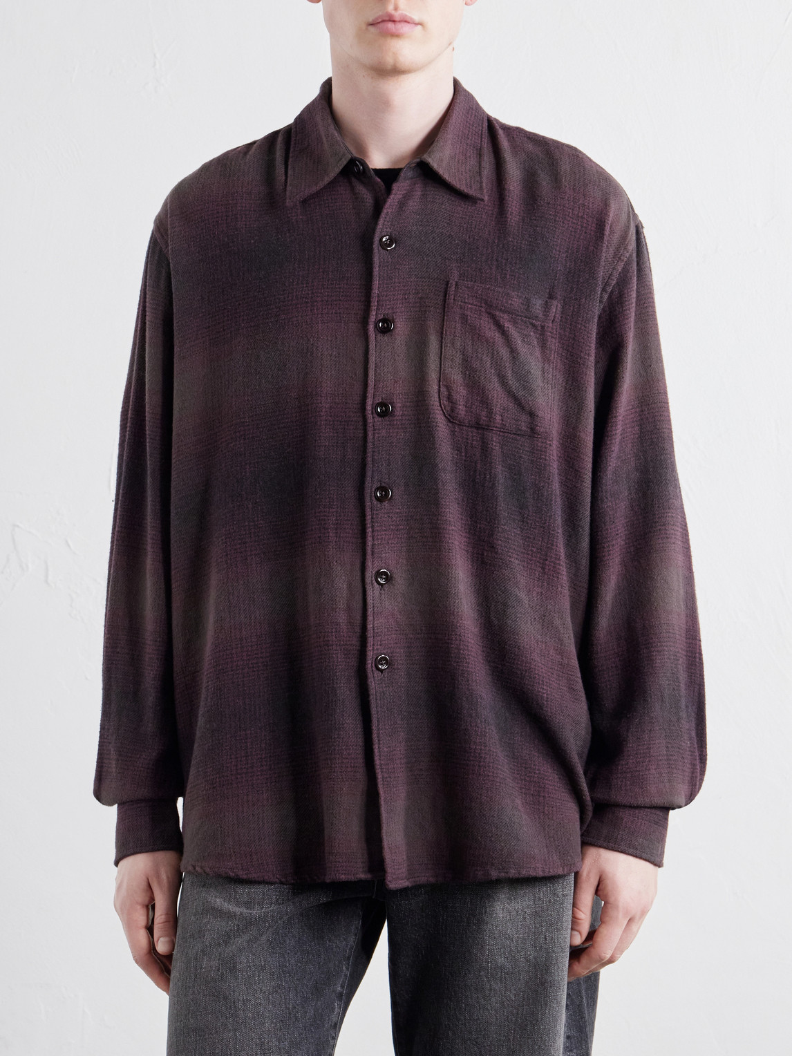 Above Checked Cotton-Blend Flannel Shirt
