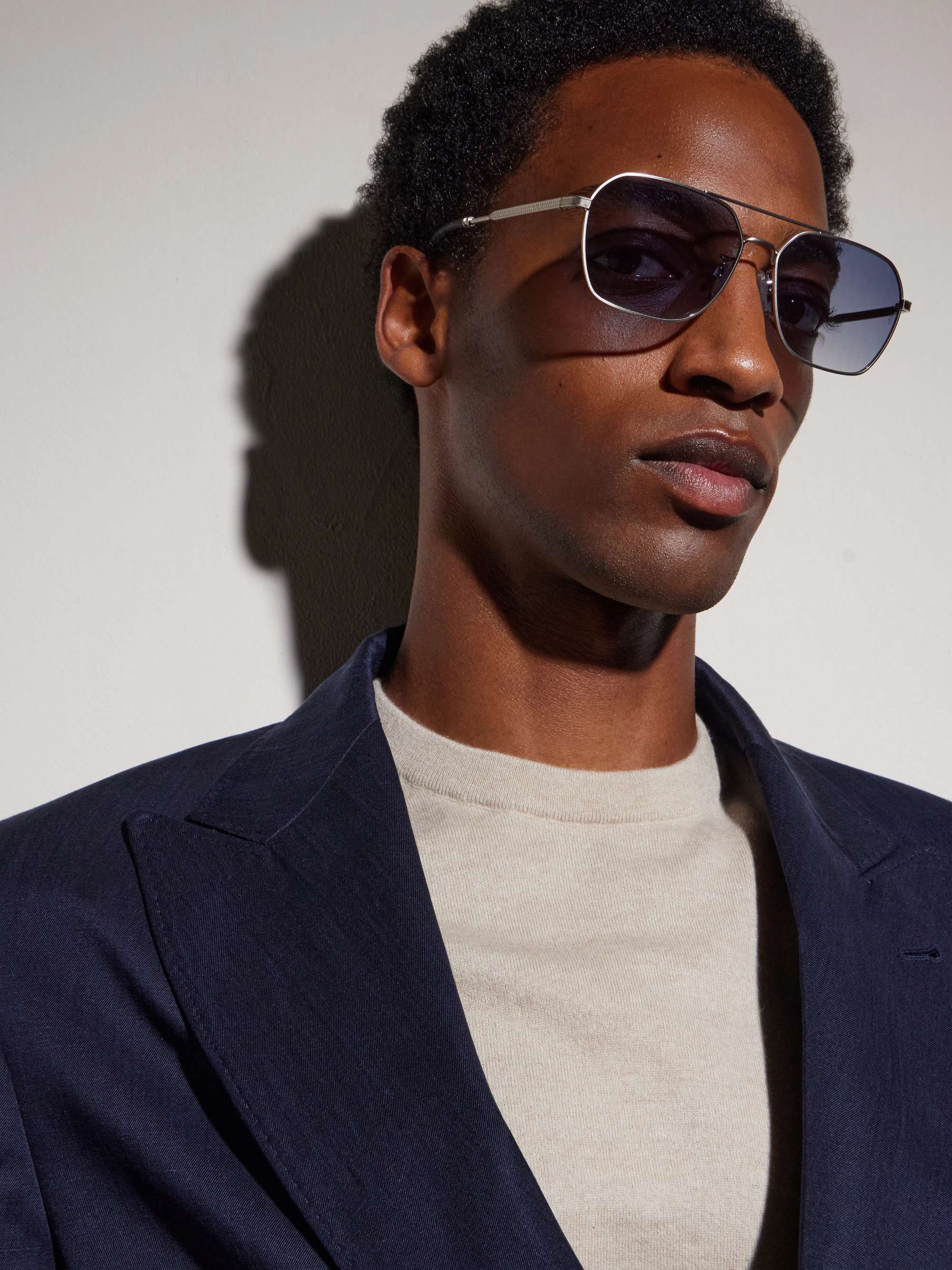OLIVER PEOPLES R-17 Double-Bridge Aviator-Style Silver-Tone Metal
