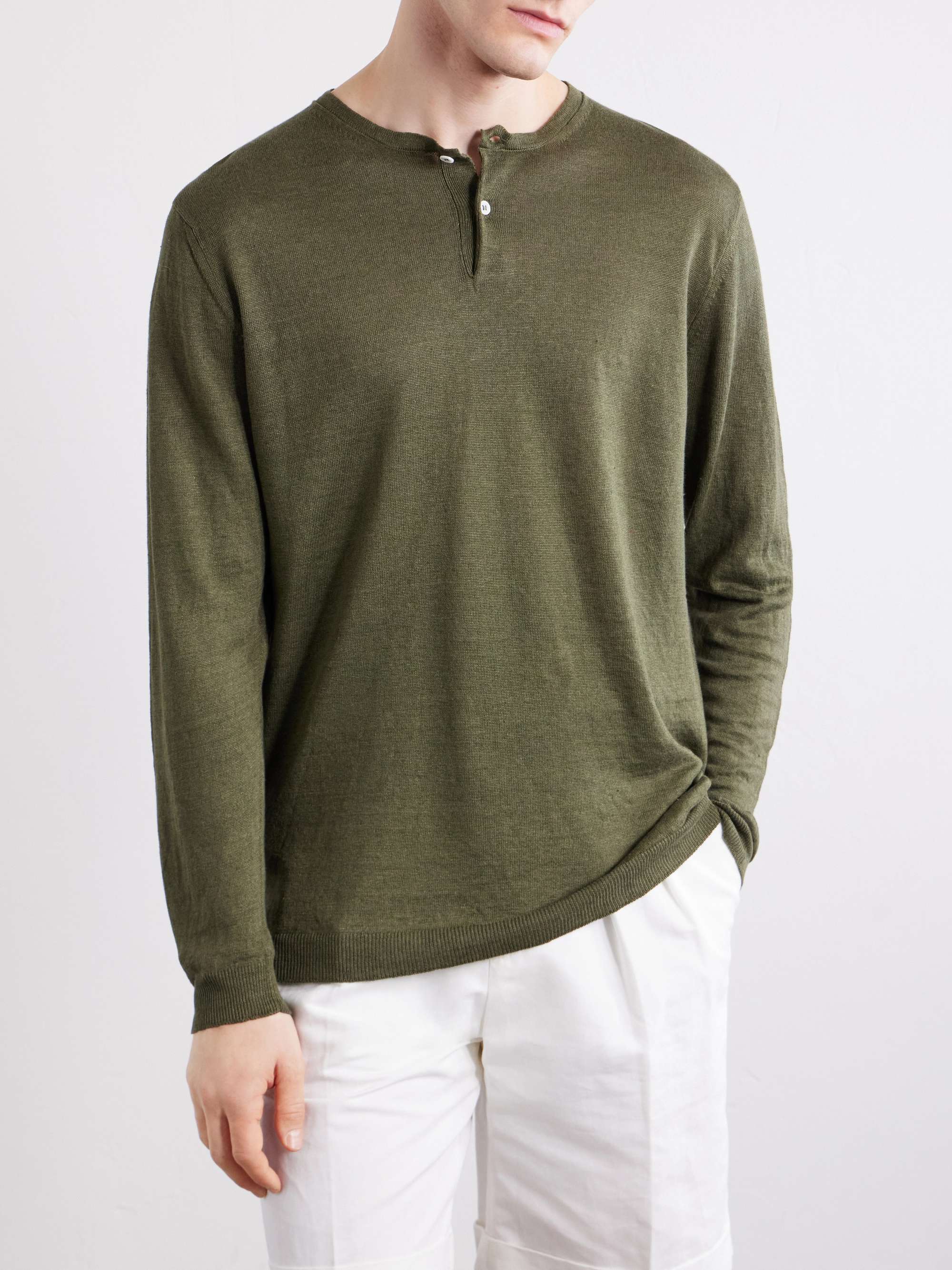 ANDERSON & SHEPPARD Linen Henley T-Shirt