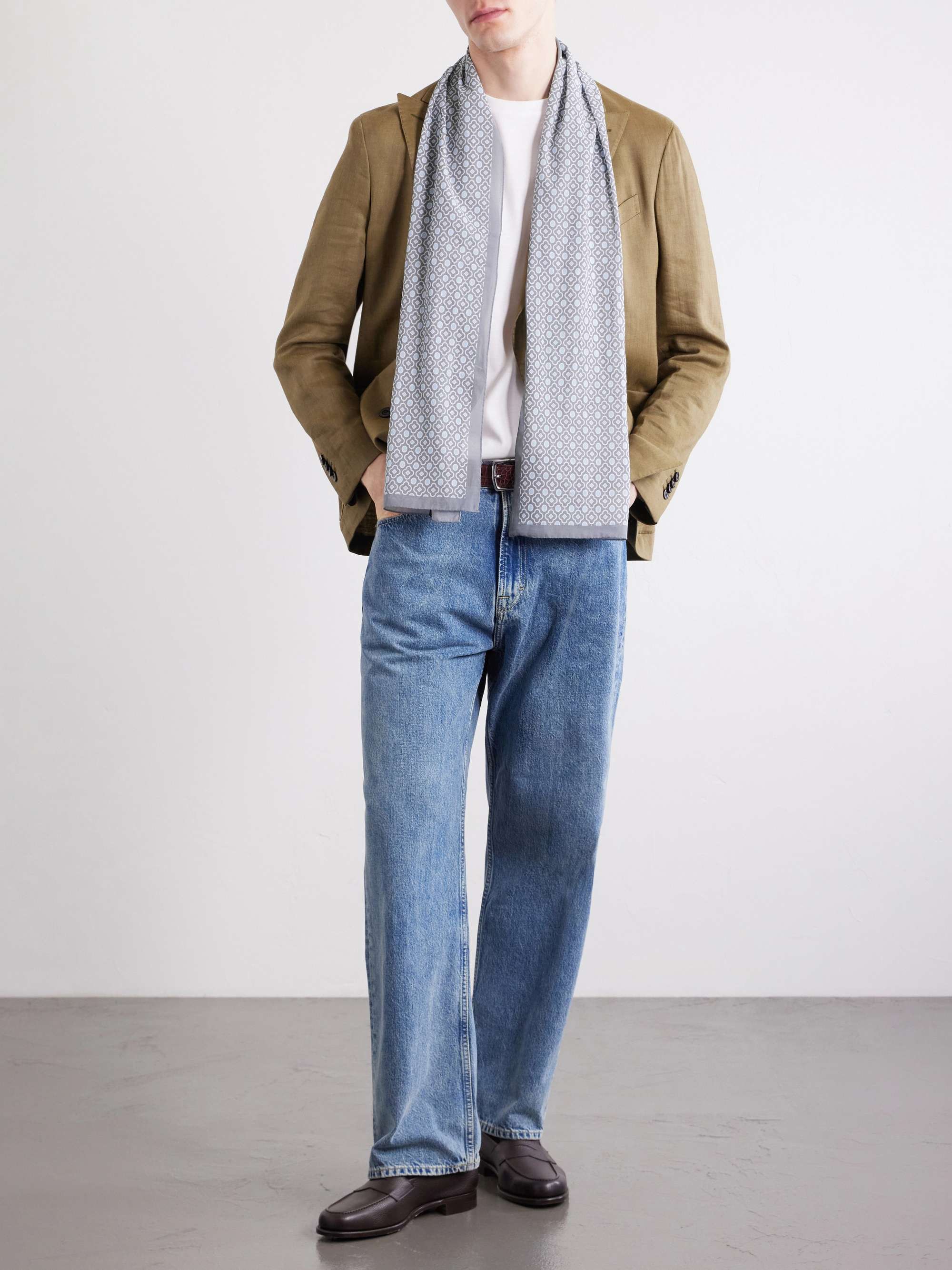 ANDERSON & SHEPPARD Printed Cotton-Voile Scarf