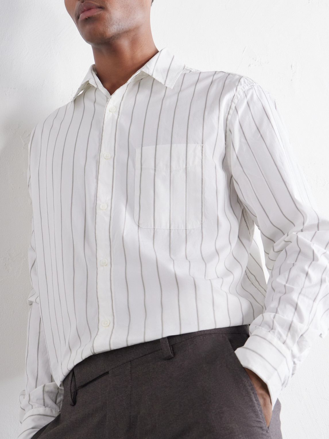 Mr P. - Striped Cotton And Silk-Blend Shirt