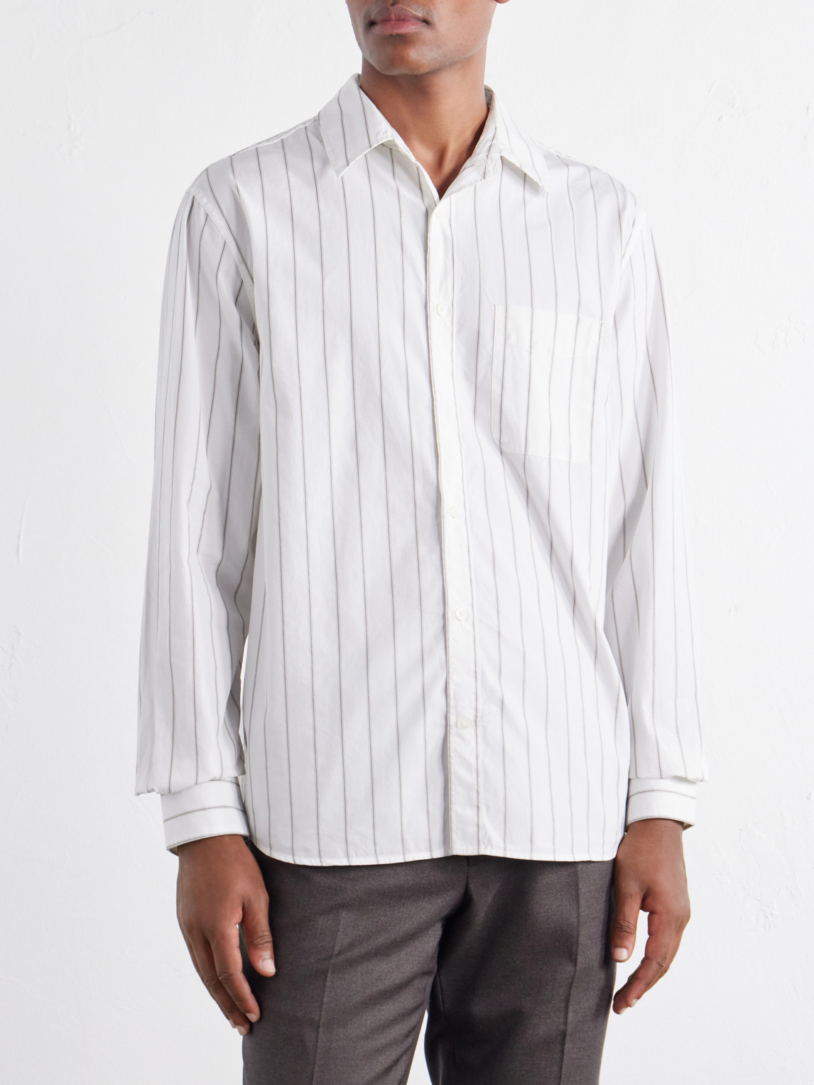 Mr P. - Striped Cotton And Silk-Blend Shirt