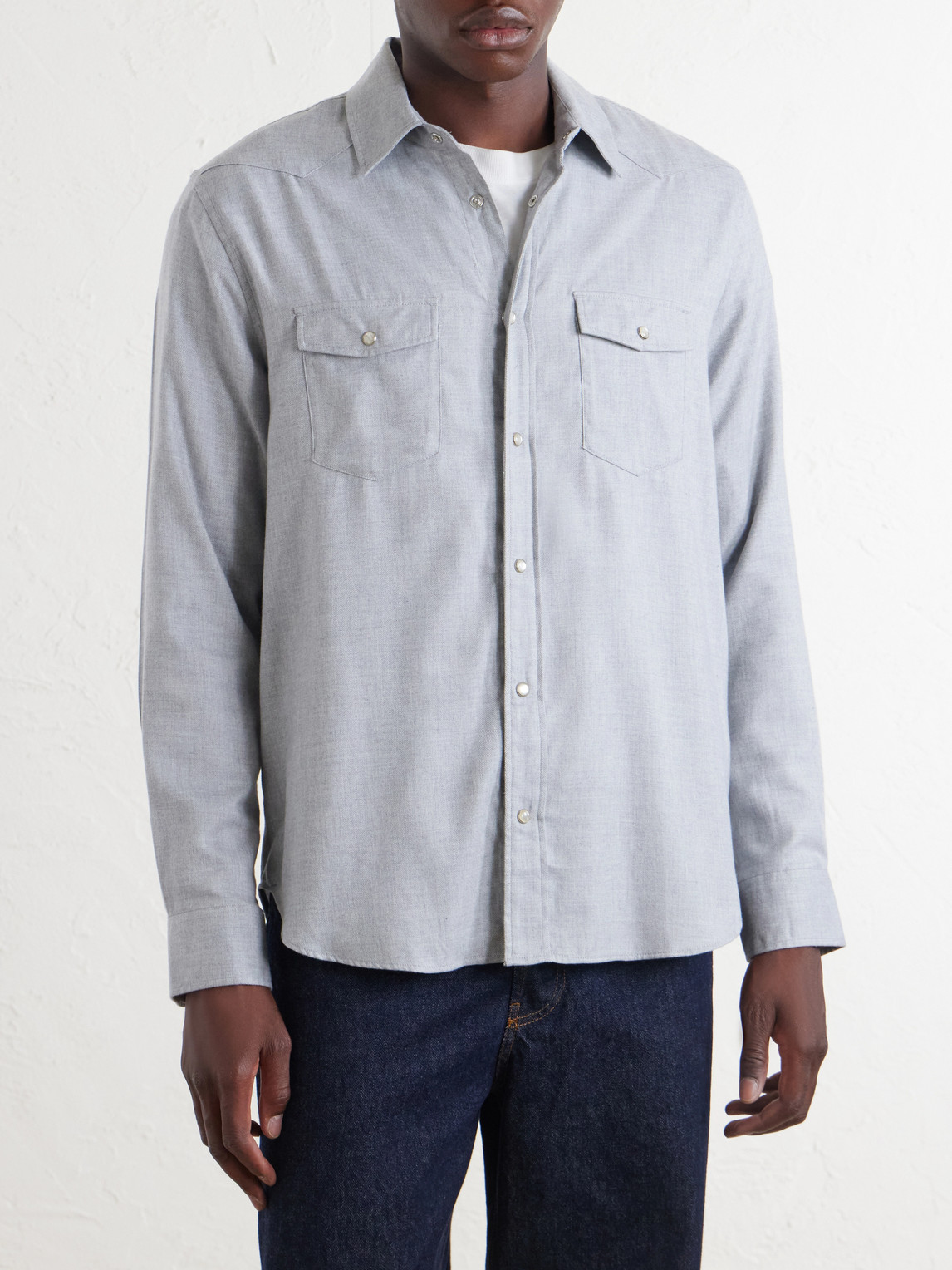 Mr P. - Herringbone Cotton And Lyocell-Blend Shirt