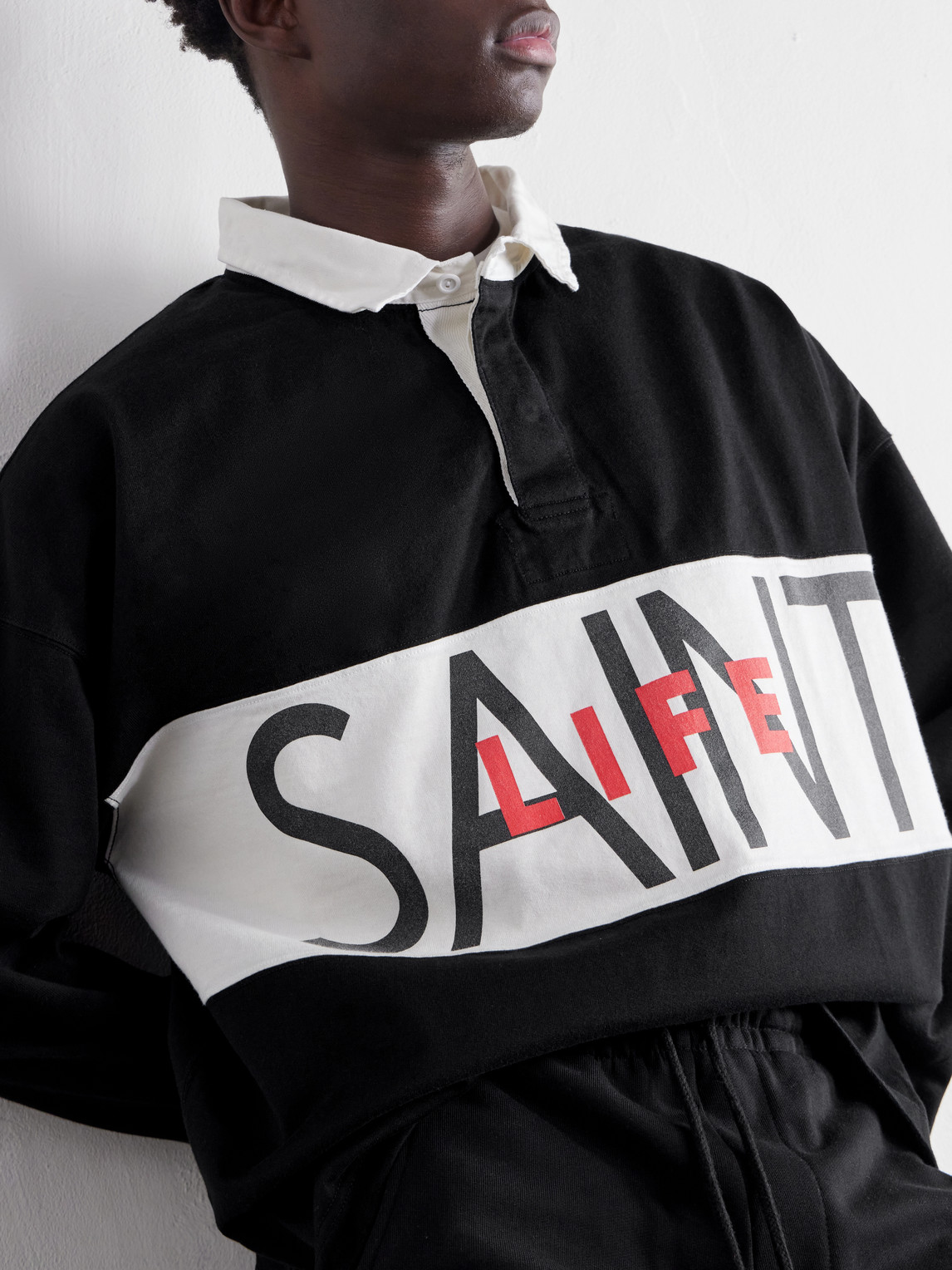 Saint Life Printed Cotton-Jersey Polo Shirt