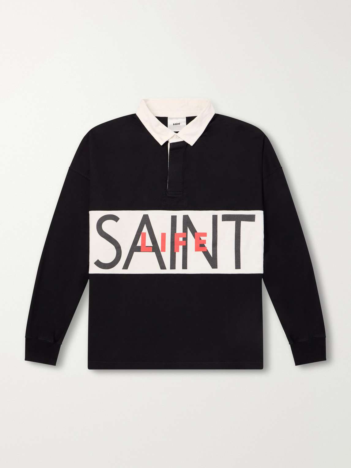 Saint Life Printed Cotton-Jersey Polo Shirt