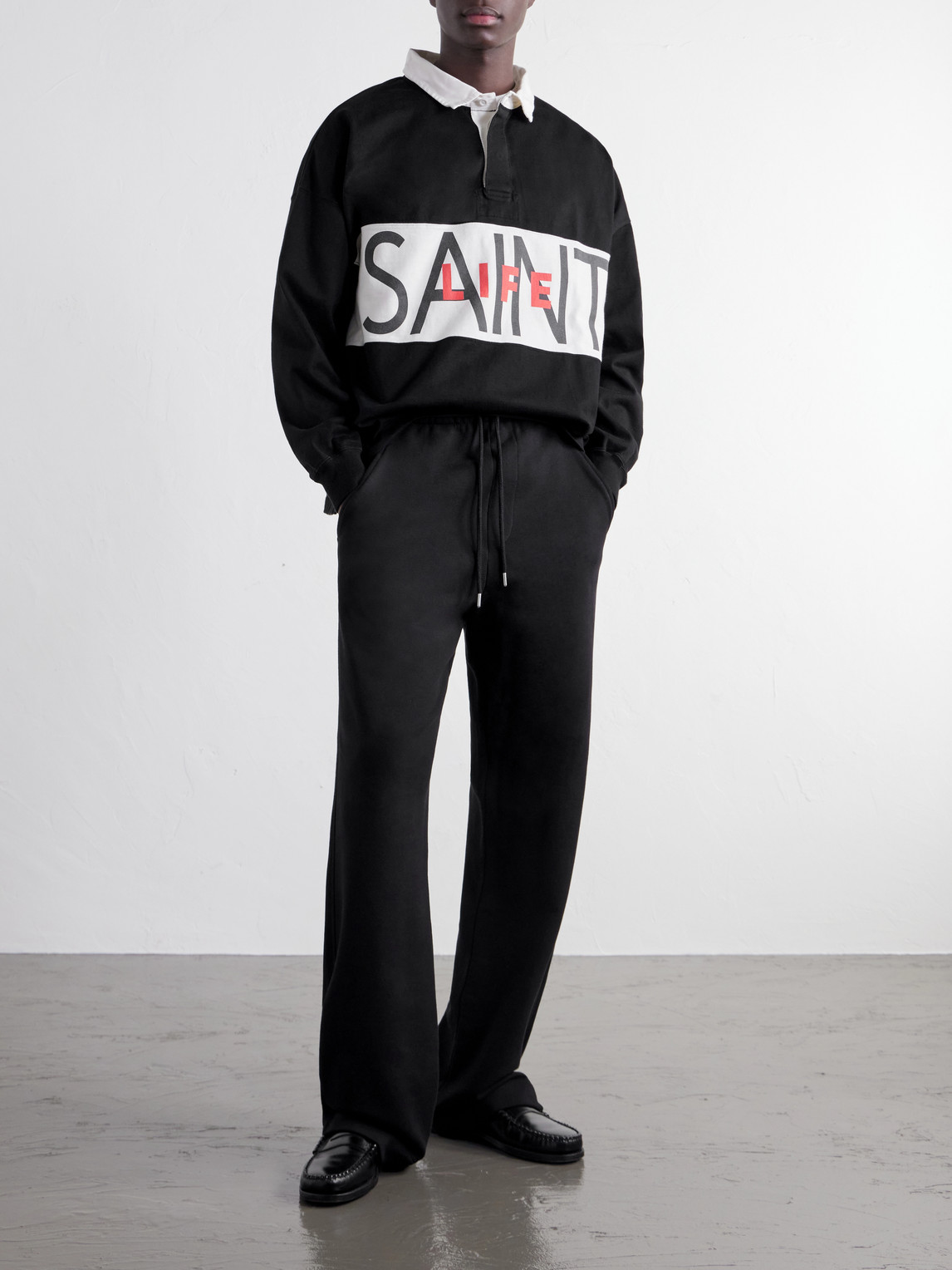 Saint Life Printed Cotton-Jersey Polo Shirt