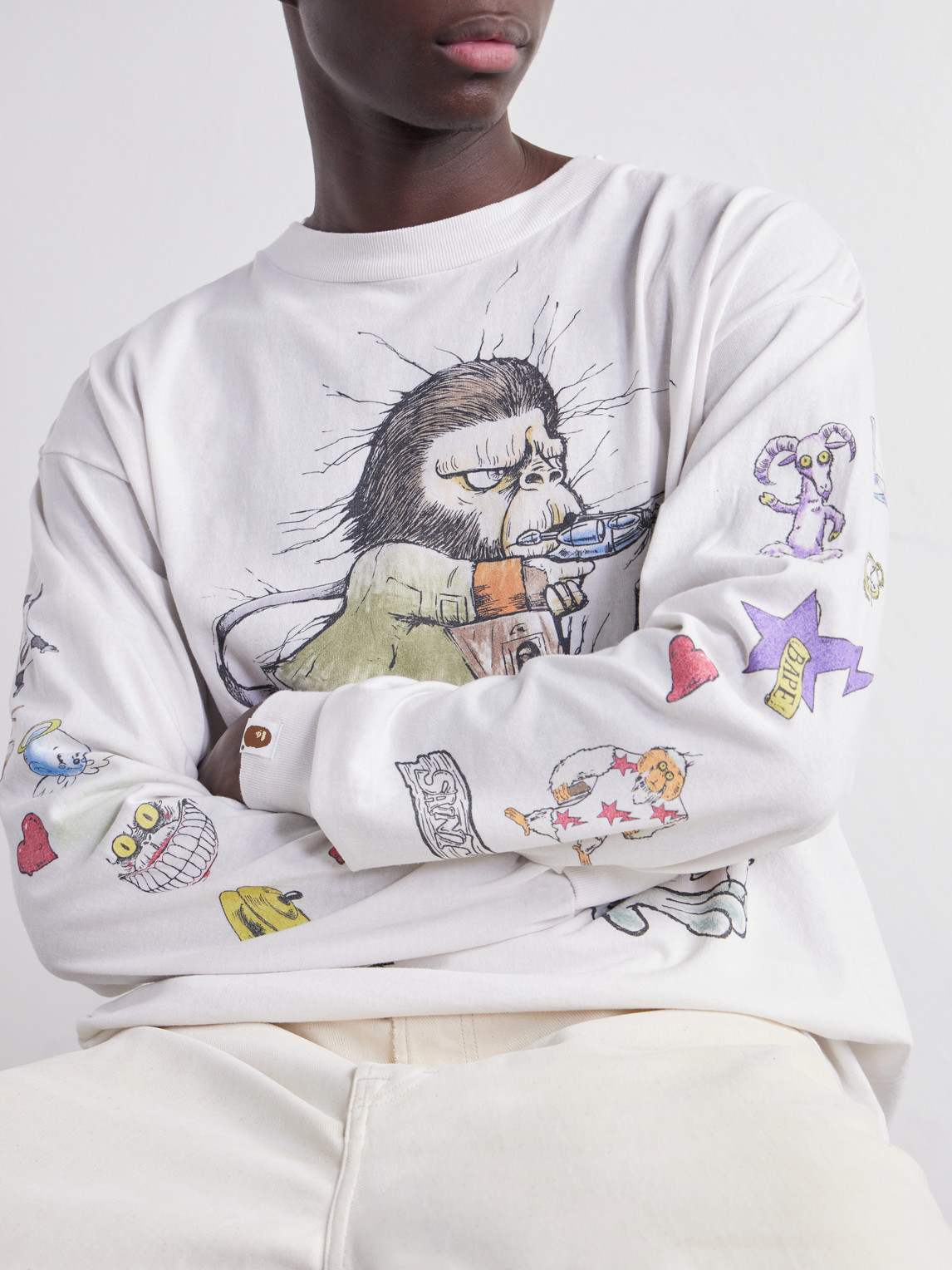 Bape® Running Printed Distressed Cotton-Jersey T-Shirt