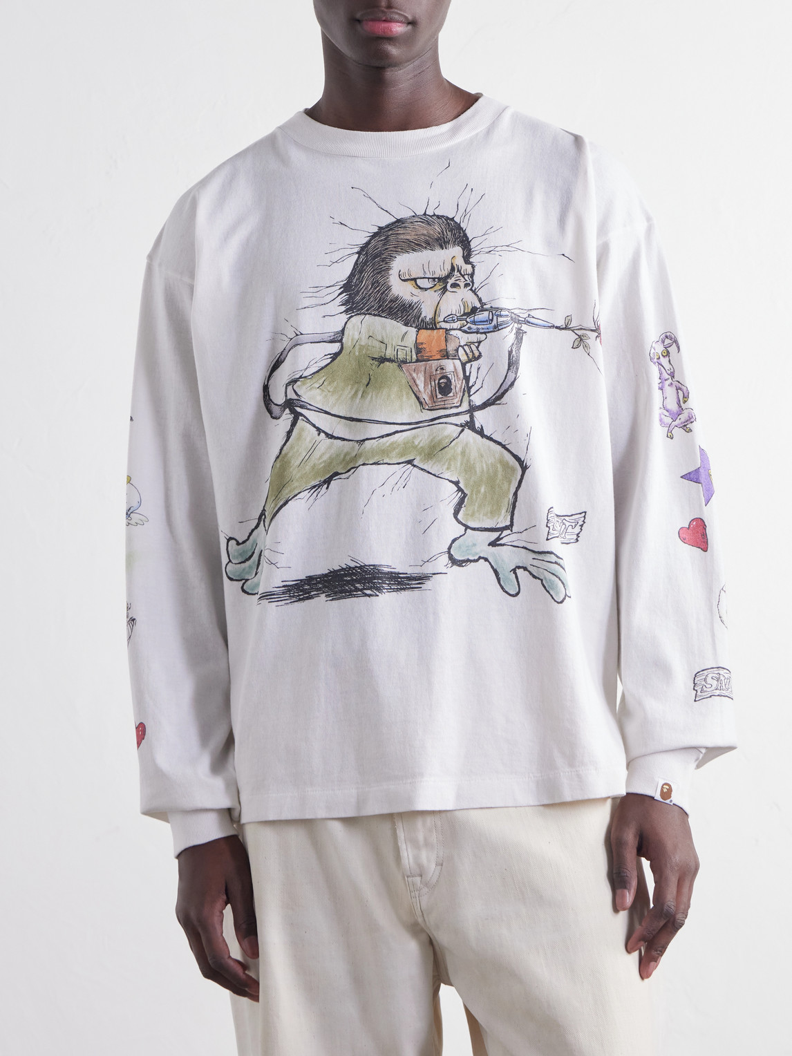 Bape® Running Printed Distressed Cotton-Jersey T-Shirt