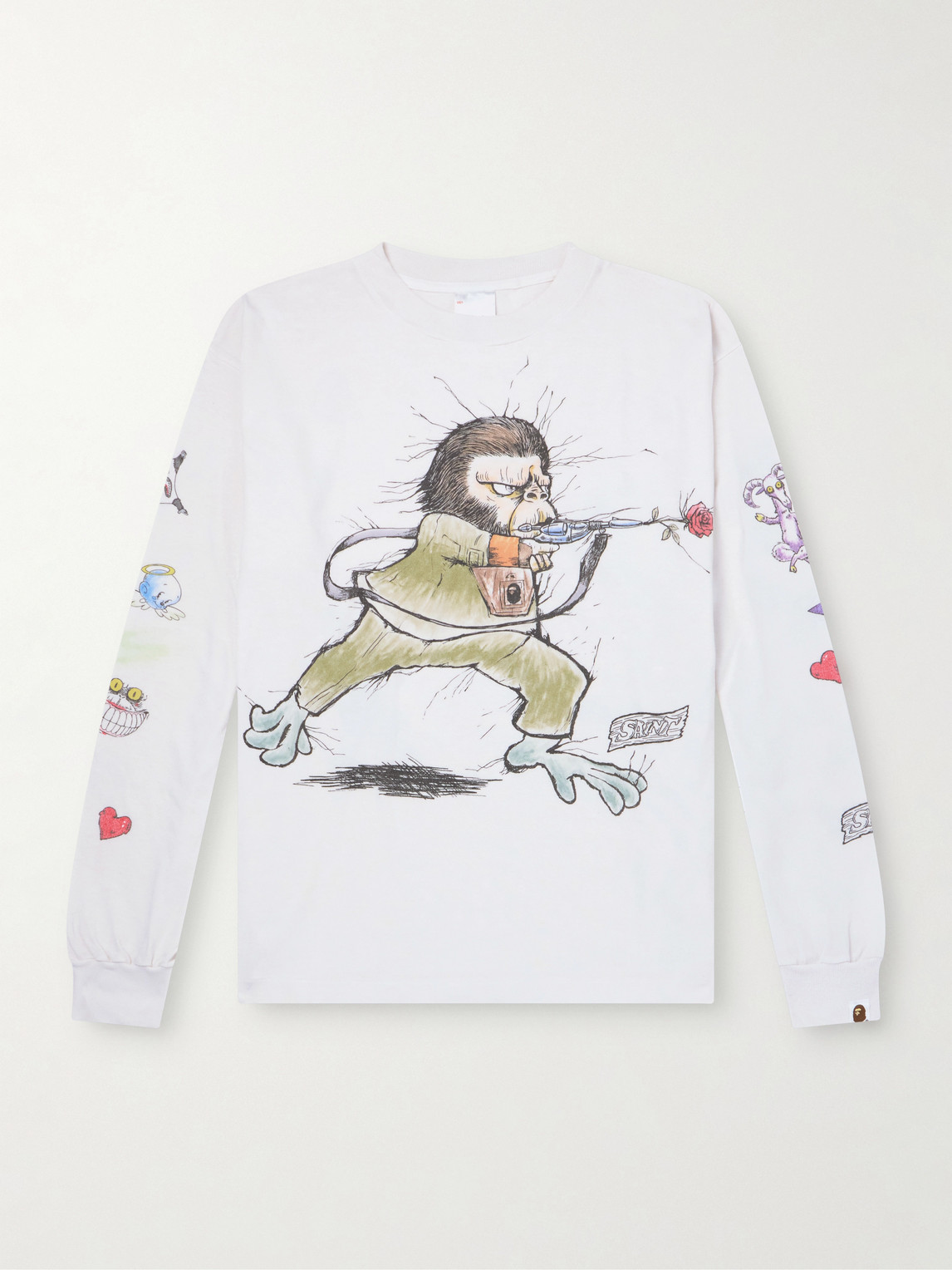 Bape® Running Printed Distressed Cotton-Jersey T-Shirt